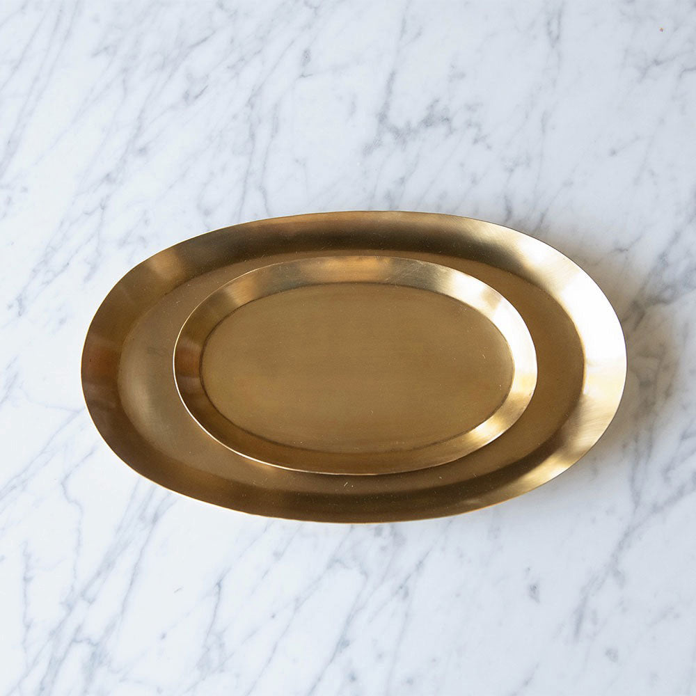 Elegant Oval Brass Tray - Medium Size for Home Decor, Jewelry Organizer & Table Centerpiece | Perfect for Living Room, Bedroom & Office Decor
