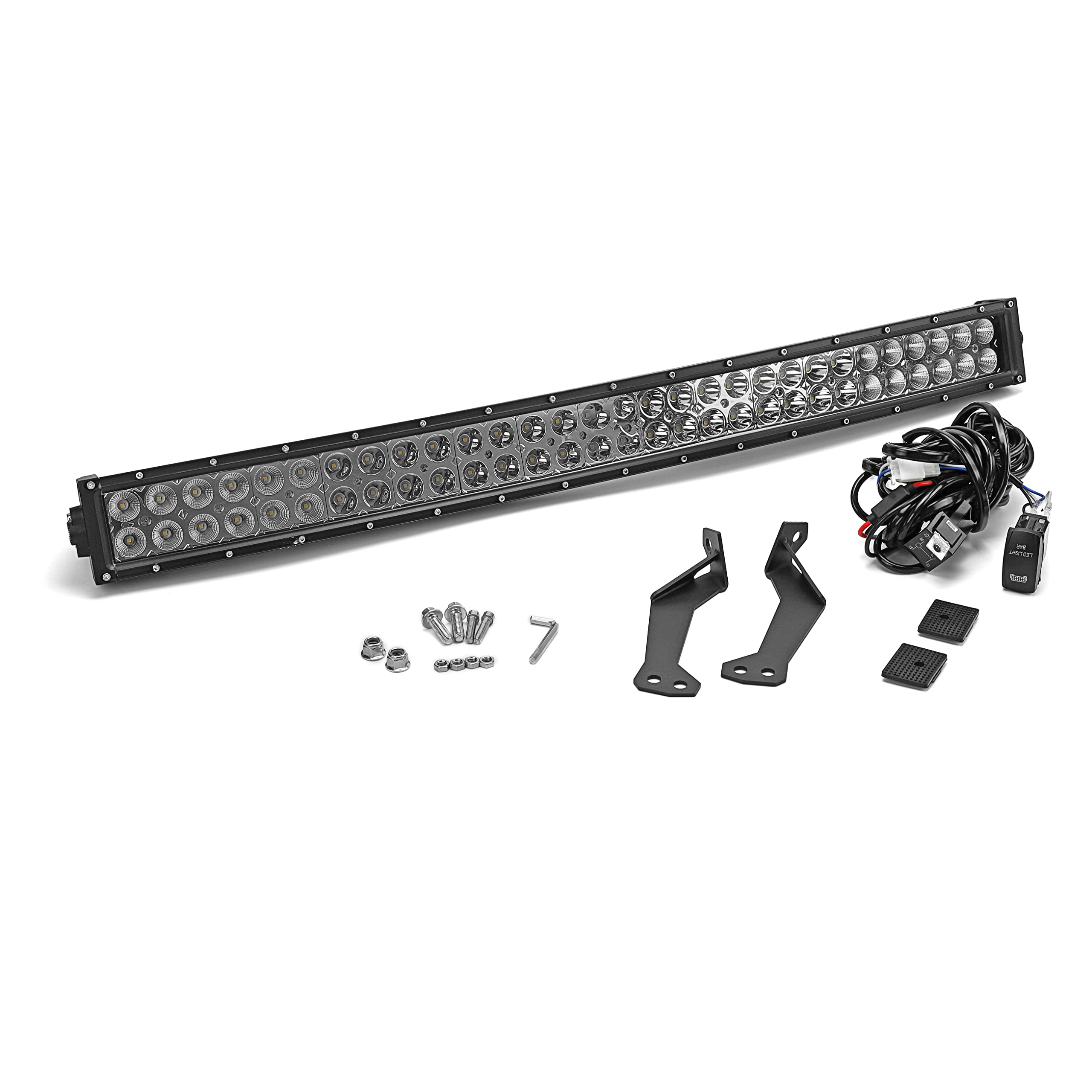 30 Inch 180W Curved LED Light Bar with Spot/Flood Combo Beam - Roof & A-Pillar Mount Brackets & Wiring Harness for 2014-2022 Polaris RZR S/XP 900/1000 - Off-Road, Hunting, Night Driving Accessories