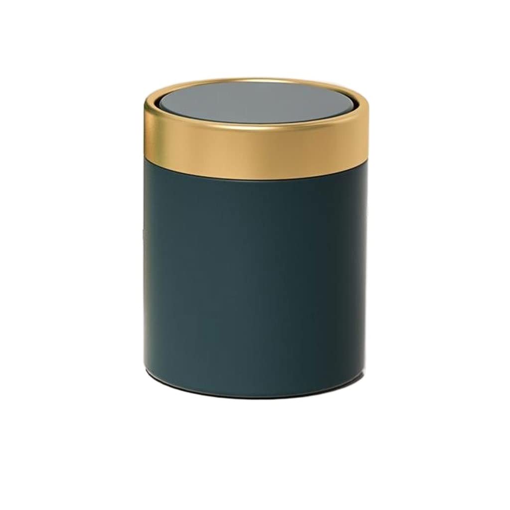 Stainless Steel Trash Can with Shake Lid - 1.5L Small Garbage Bin for Kitchen, Bathroom, Office, Living Room & Bedroom | Modern Cylindrical Design | Perfect for Desks, Countertops & Small Spaces (Color: F)
