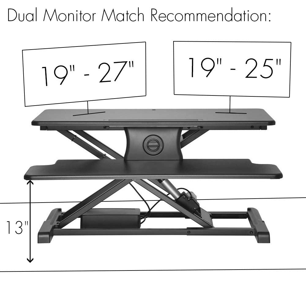 PrimeCables Electric Standing Desk Converter - 31.5 Inch Height Adjustable Riser with One-Touch Button, Keyboard Tray for Dual Monitor & Laptop - Perfect for Home Office, Gaming Setup & Workspace Ergonomics