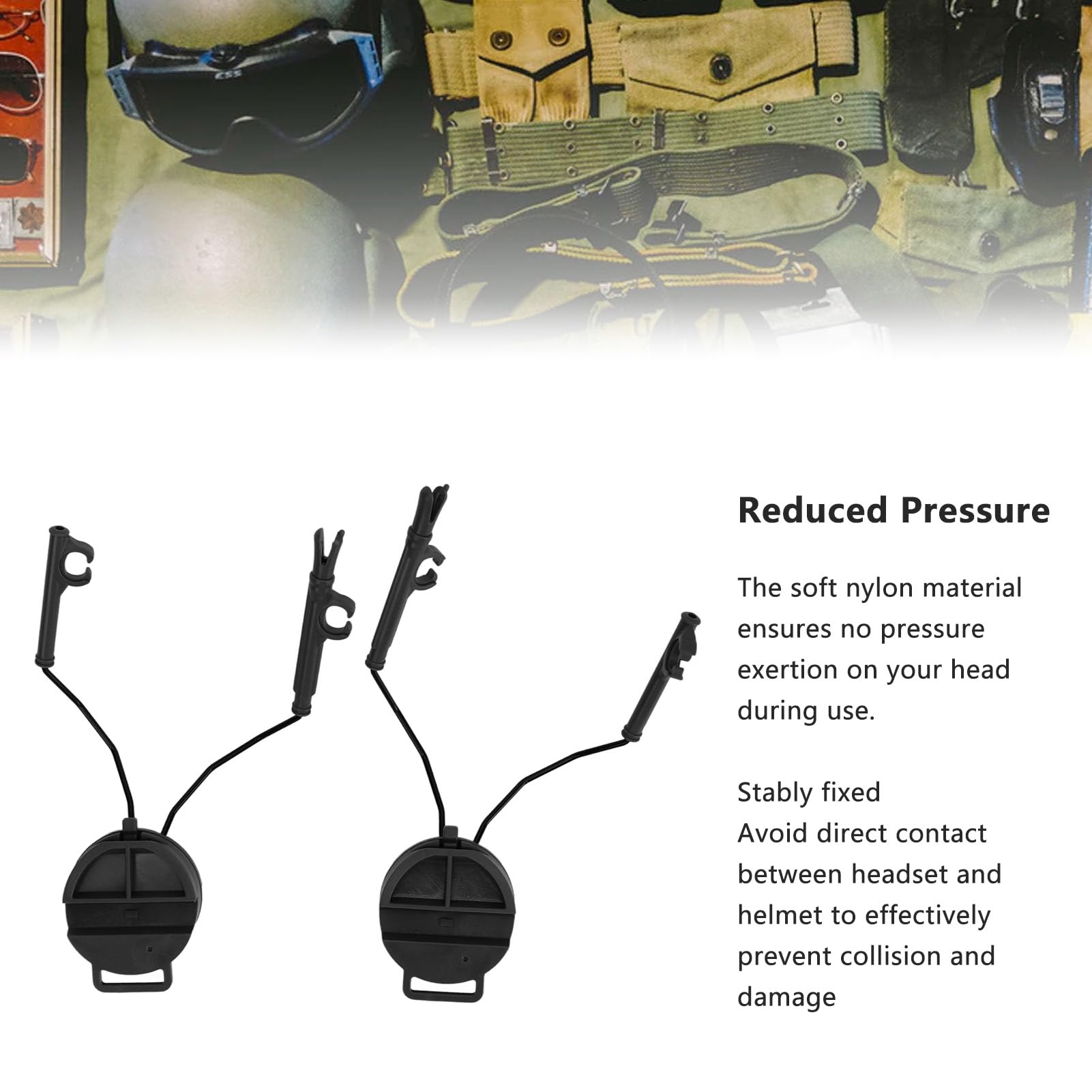 2PCS Helmet Headset Adapter - Nylon Helmet Arc Rail Suspension Headphone Bracket for Outdoor Shooting, Hunting & Tactical Operations - Compatible with Most Tactical Helmets & Communication Headsets