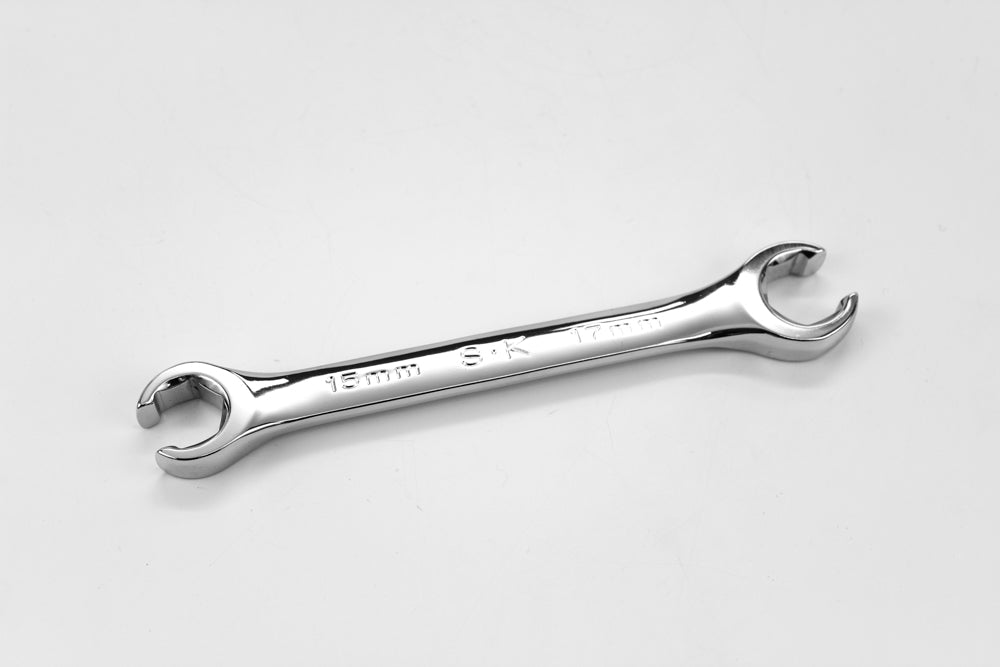 15mm x 17mm Metric Flare Nut Wrench Set - Chrome Plated Steel for Automotive Brake Lines & Fuel Systems Repair