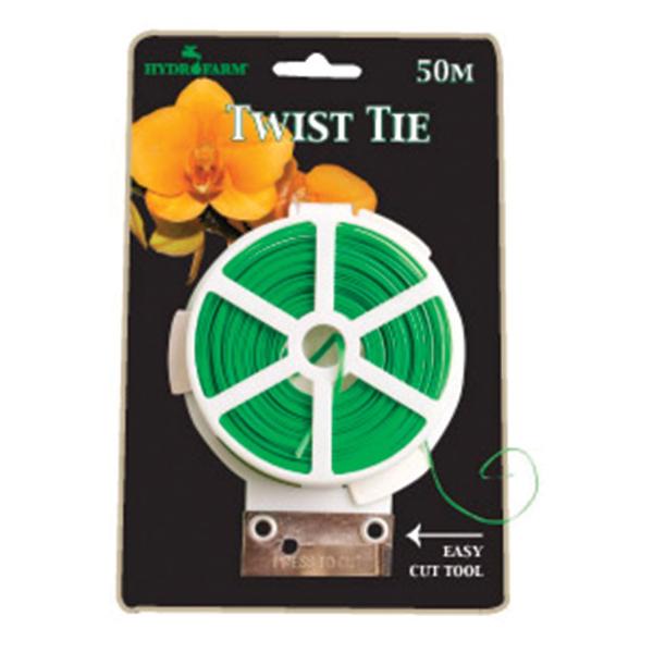 Hydrofarm Plant Twist Ties with Dispenser - 50 Pack, Soft & Flexible Garden Ties for Supporting Vines, Tomatoes & Flowers - Ideal for Indoor/Outdoor Gardening & Greenhouse Use