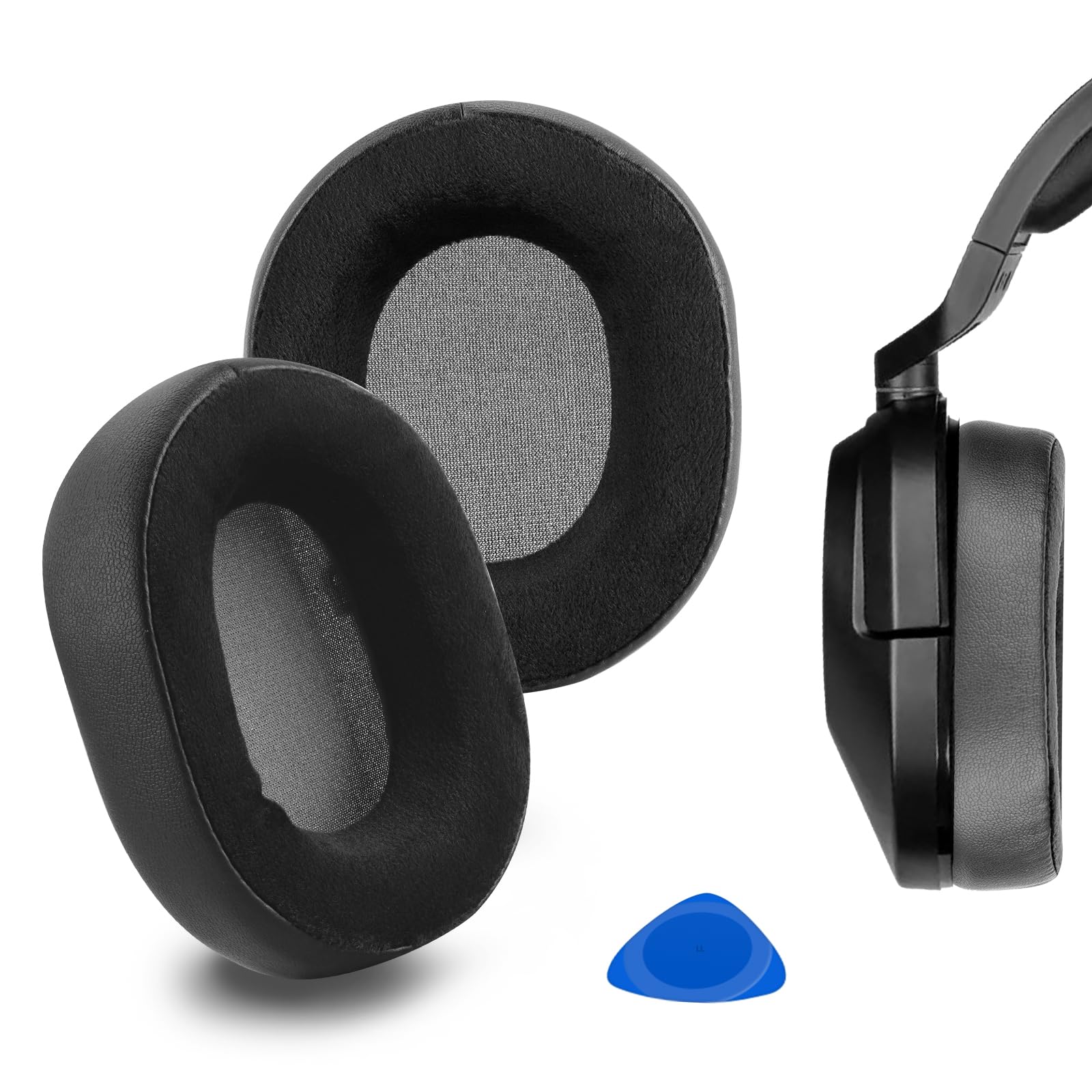 Geekria Comfort Hybrid Velour Replacement Ear Pads for Corsair HS55 & HS65 Headphones - Soft Memory Foam Ear Cushions, Noise Isolation Earpads, Durable Ear Cups Cover Repair Parts (Black) - Perfect for Gaming, Music & Office Work