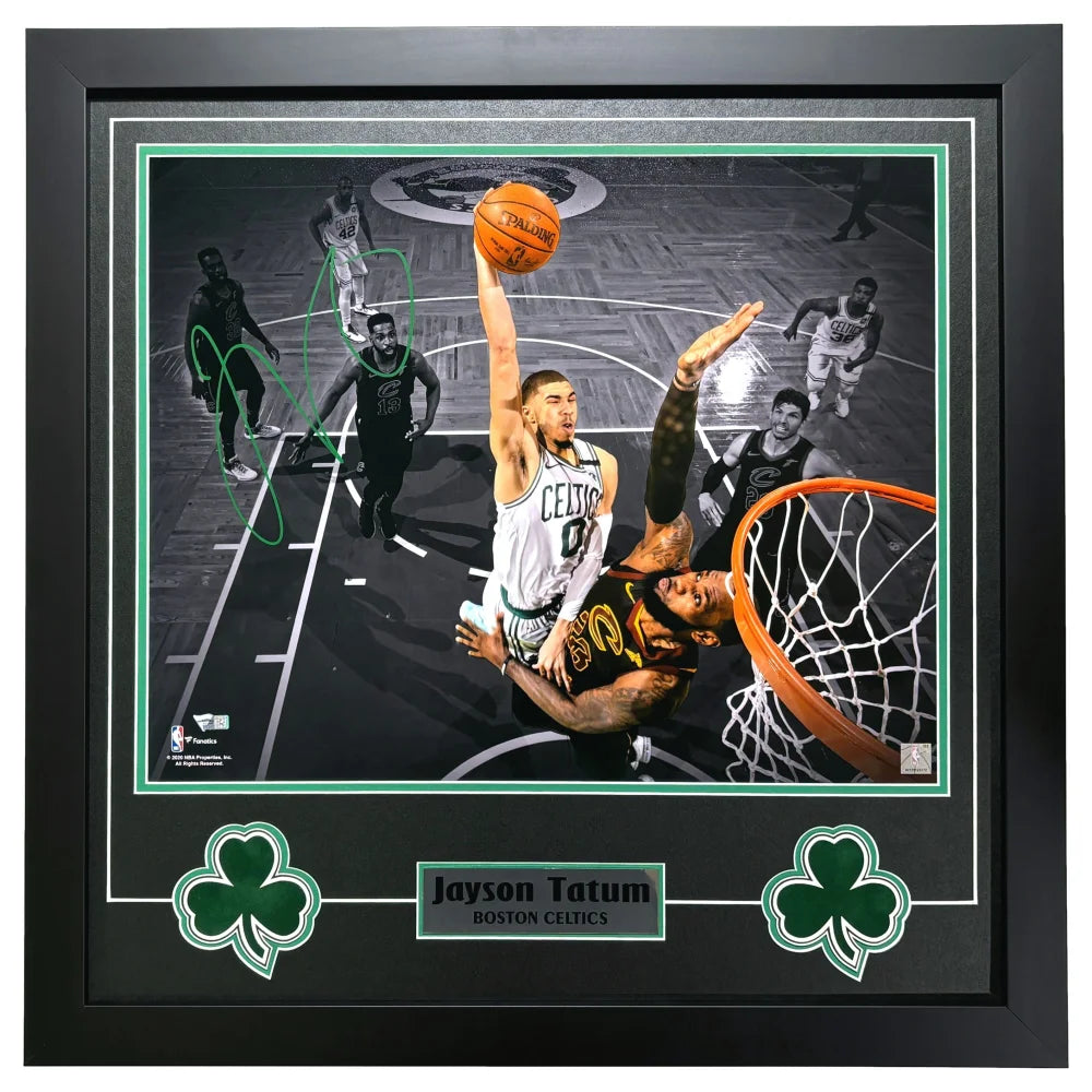 Authentic Jayson Tatum Autographed Boston Celtics 16x20 Framed Photo with COA - Signed Memorabilia vs LeBron James - Perfect for Celtics Fans, Sports Collectors & Man Cave Decor
