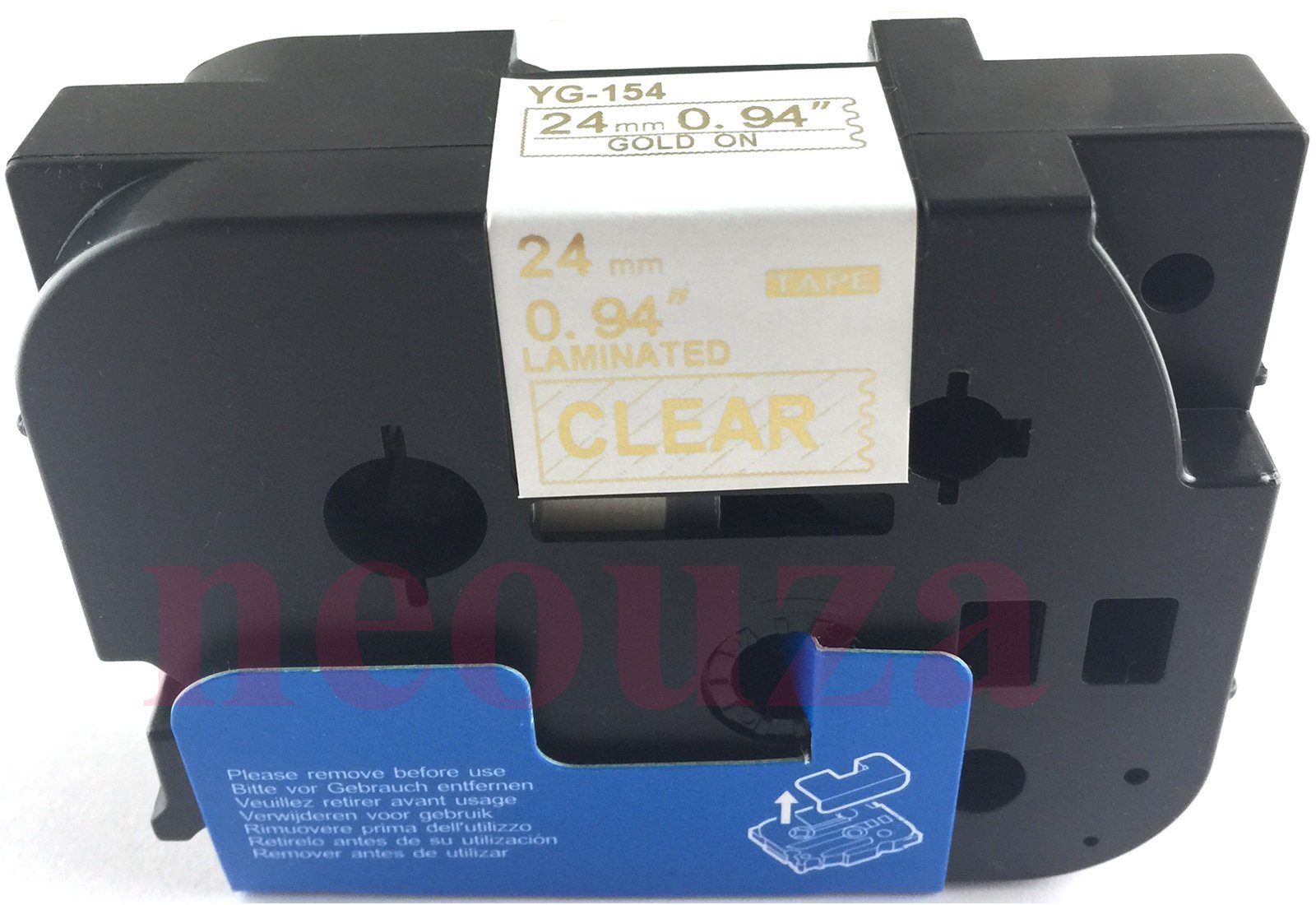 NEOUZA 5PK Brother P-Touch Laminated Tze TZ Label Tape Cartridge 24mm x 8m - 5 Color Set (Black, Red, Gold, Blue, White on Clear) for Office, Home & Retail Organization