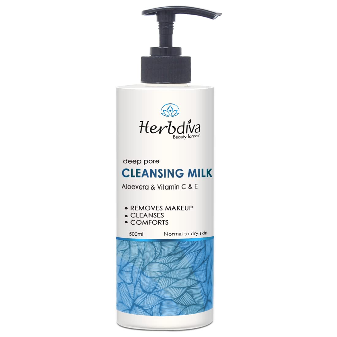 Herbdiva Vitamin C & E Cleansing Milk 500ml - Deep Pore Cleanser for Radiant Skin | Gentle Face Wash for Daily Skincare Routine & Makeup Removal