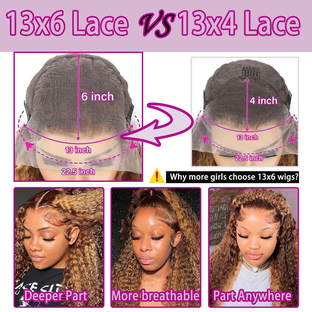 13x6 Highlight Deep Wave Lace Front Wigs Human Hair 210% Density Deep Curly Human Hair Wig Pre Plucked 28inch P4/27 Ombre HD Lace Frontal Wigs for Women - Perfect for Daily Wear, Parties, Cosplay & Special Occasions