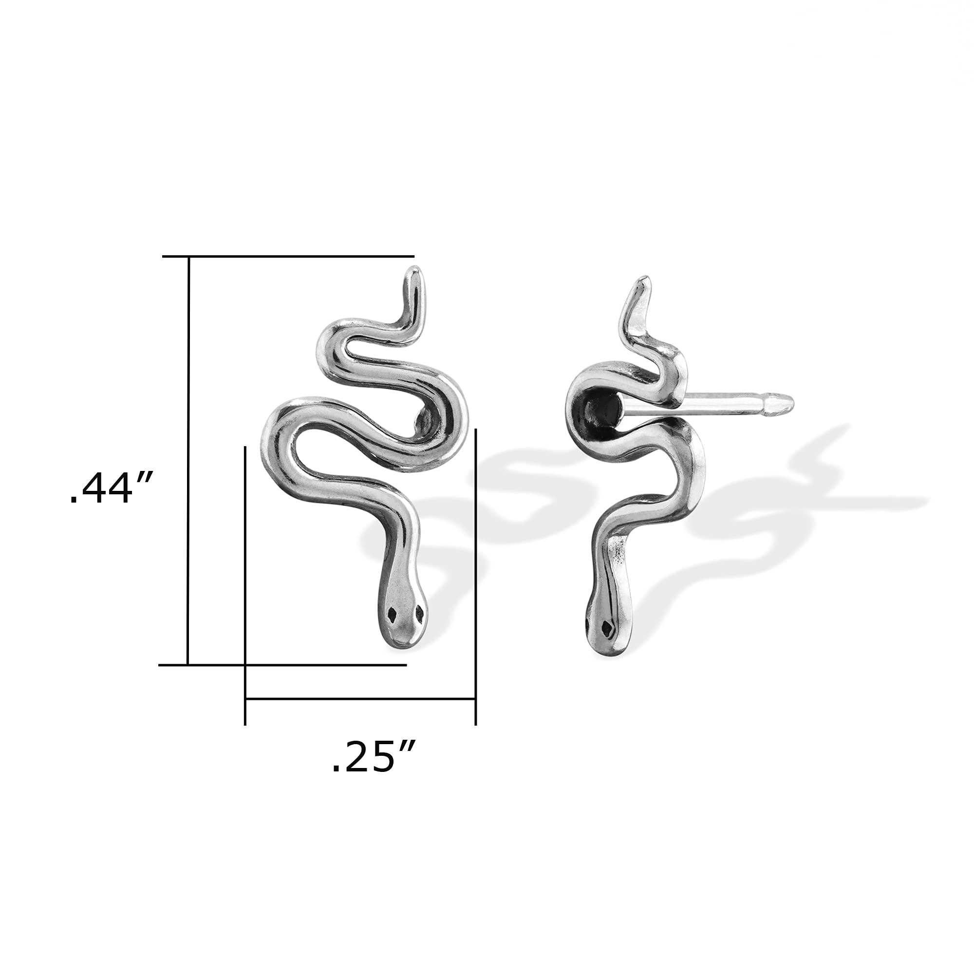 Boma Jewelry Sterling Silver Slithering Snake Stud Earrings for Women - Hypoallergenic Fashion Earrings for Everyday Wear, Parties & Gifts