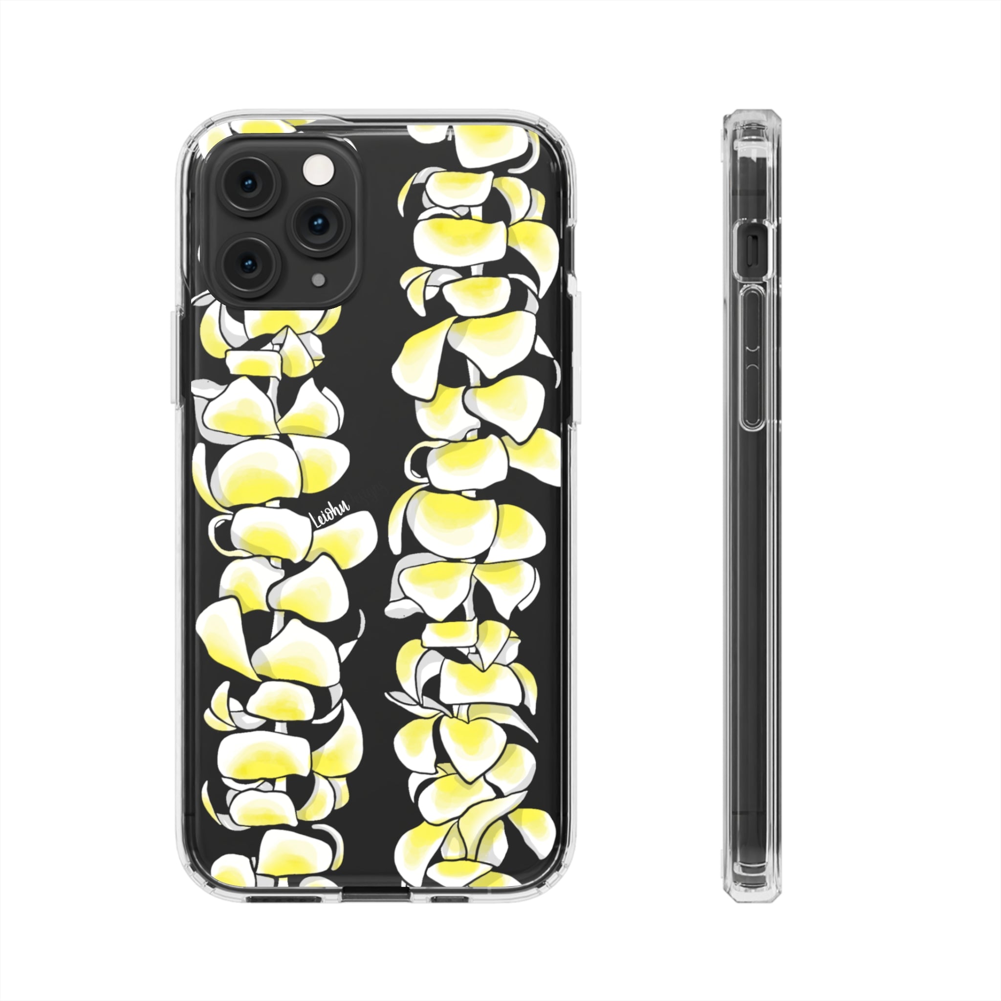 Hawaiian Plumeria Flower Lei Design Clear Phone Case - Durable Protective Cover for iPhone & Samsung - Perfect for Luau Parties, Beach Vacations & Summer Festivals