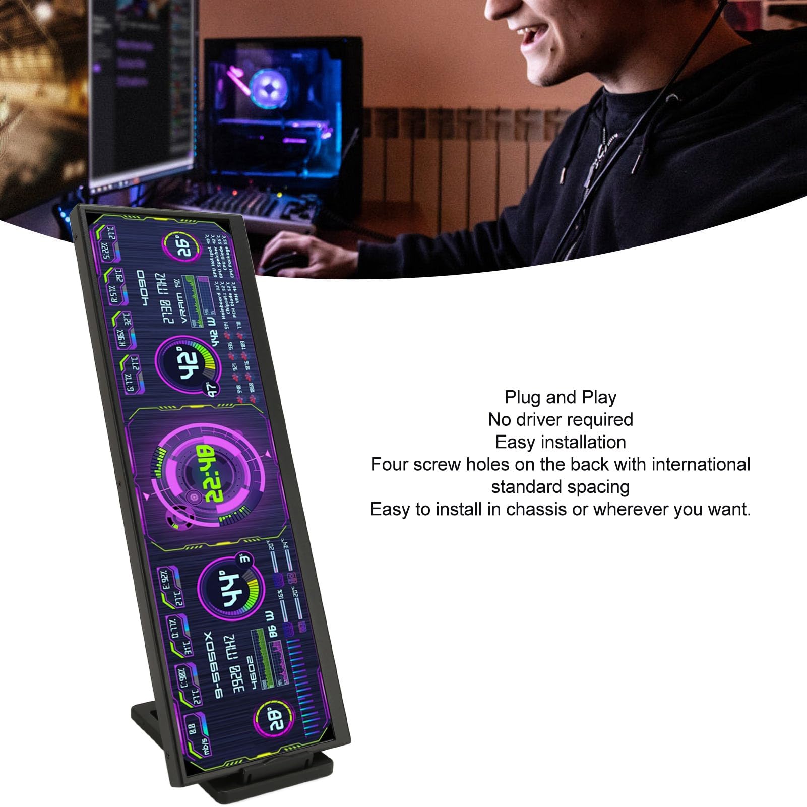 Tbest 64 Sub CPU GPU DisplayCuter Case - 12.7 Inch Portable 4K 120Hz IPS Monitor with SnFHD Second Screen | HD Multimedia Interface for Laptop | Perfect for Gaming, Video Editing & Multi-Tasking