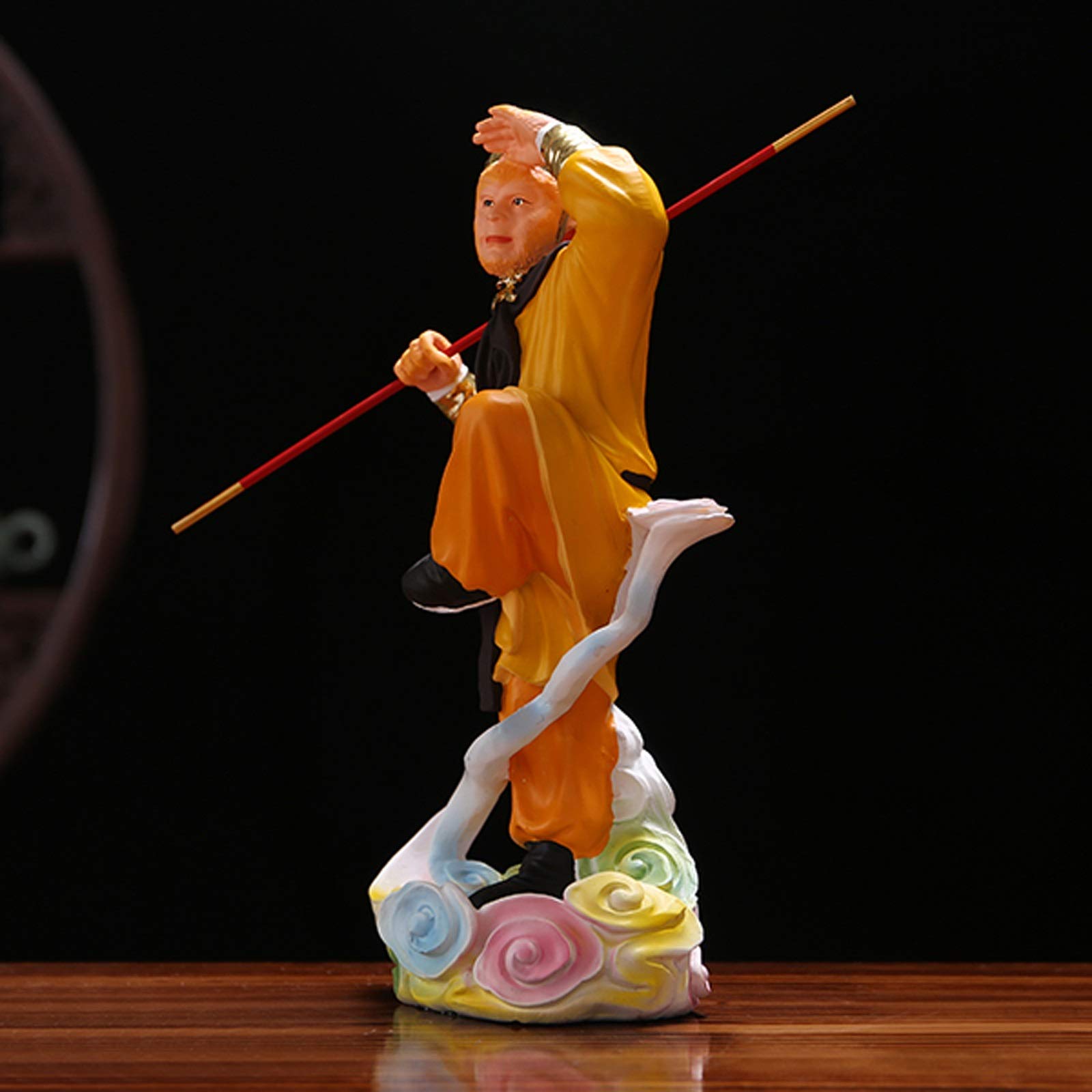 Exquisite 11.8-inch Resin Buddha Statue - Classic Chinese Monkey King Sculpture for Home Decor, Feng Shui Gift & Desktop Decoration | Perfect for Living Room, Meditation Space & Office Zen Decor