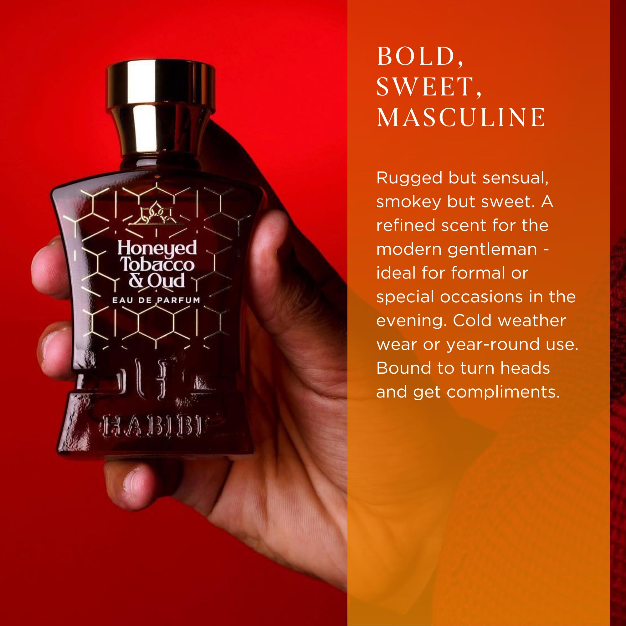 Premium Honeyed Tobacco & Oud Arabian Cologne for Men - Long Lasting Eau De Parfum Spray (2.5 Oz) with Woody, Smoky & Sweet Notes - Perfect for Date Nights, Special Occasions & Daily Wear