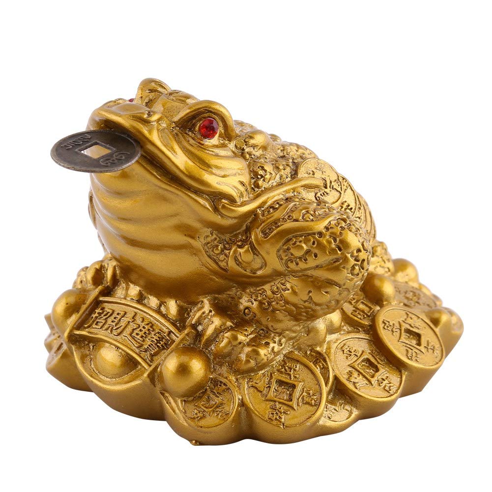 Feng Shui Three-Legged Money Frog Statue - Chinese Lucky Wealth Toad for Home & Office Decoration - Attract Prosperity & Good Fortune | Perfect for Desk, Living Room, or Business Display