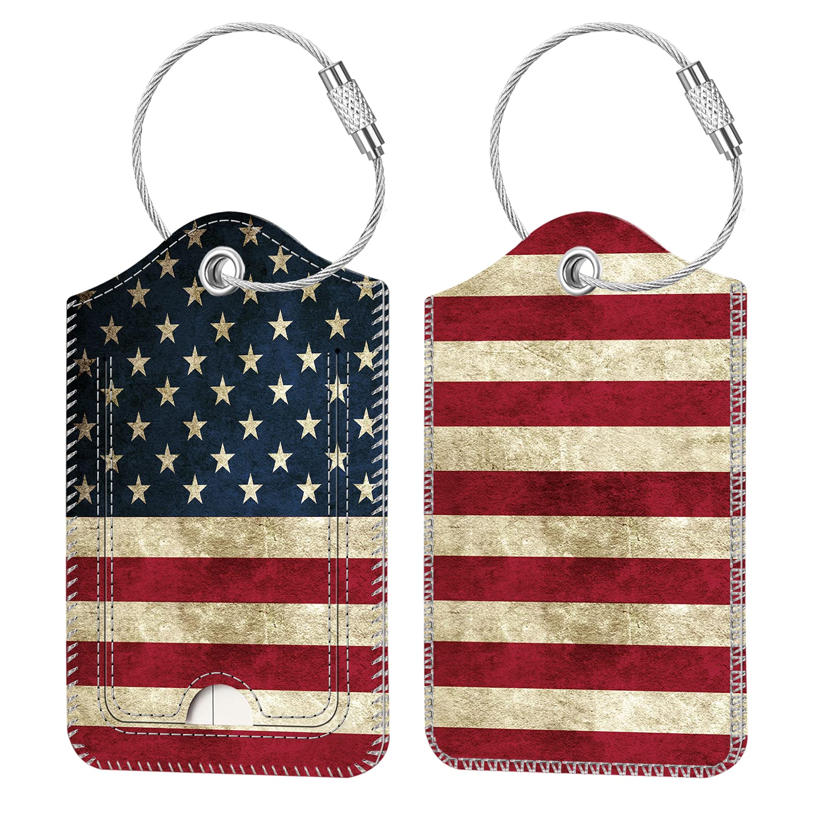 Fintie Luggage Tags for Suitcases - 2 Pack Privacy ID Cover with Stainless Steel Loop & Address Card | Durable Travel Bag Tags for US Travelers | Perfect for Airports, Cruise Ships, and Business Trips