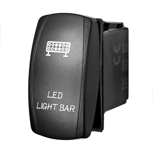 12V Laser Rocker Switch with LED Light Bar - Universal On/Off Toggle for Cars, Boats, ATVs & Off-Road Vehicles - White (Perfect for Dashboard, Control Panel & Marine Applications)