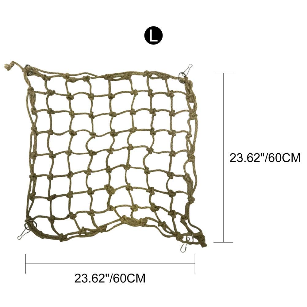Tutuba Parrot Climbing Net - Natural Wood & Hemp Rope Ladder Toy for Birds - Play Gym, Hanging Swing & Perch Hammock - Cage Decor Accessories for Parakeets, Cockatiels, Macaws (Perfect for Playtime & Exercise)