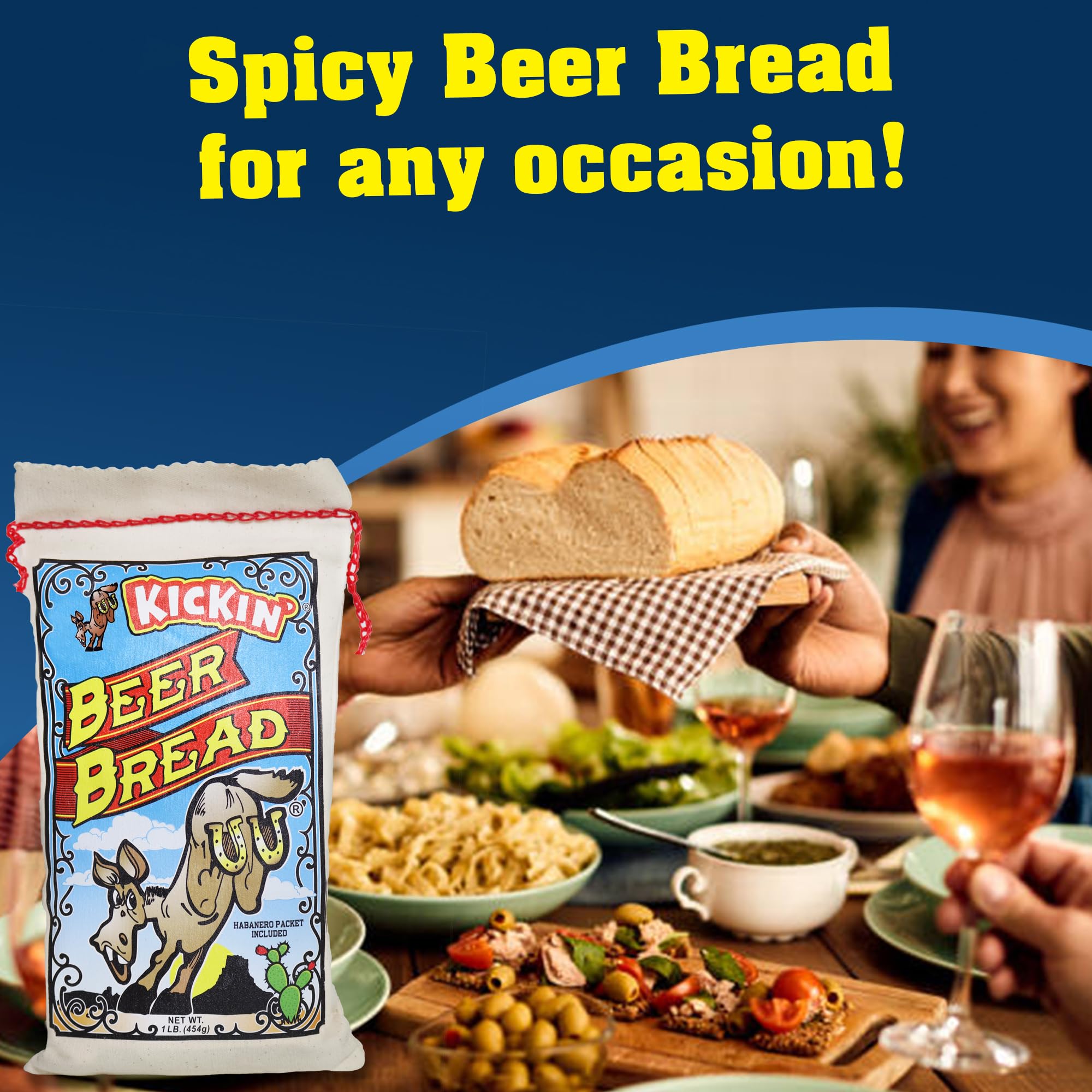 ASS KICKIN’ Beer Bread Mix - Premium Gourmet Baking Mix with Habanero Pack - 16oz Artisan Bread Kit - Perfect for Spicy Food Lovers & Unique Gifts - Great for Parties, Game Nights & Holiday Gatherings