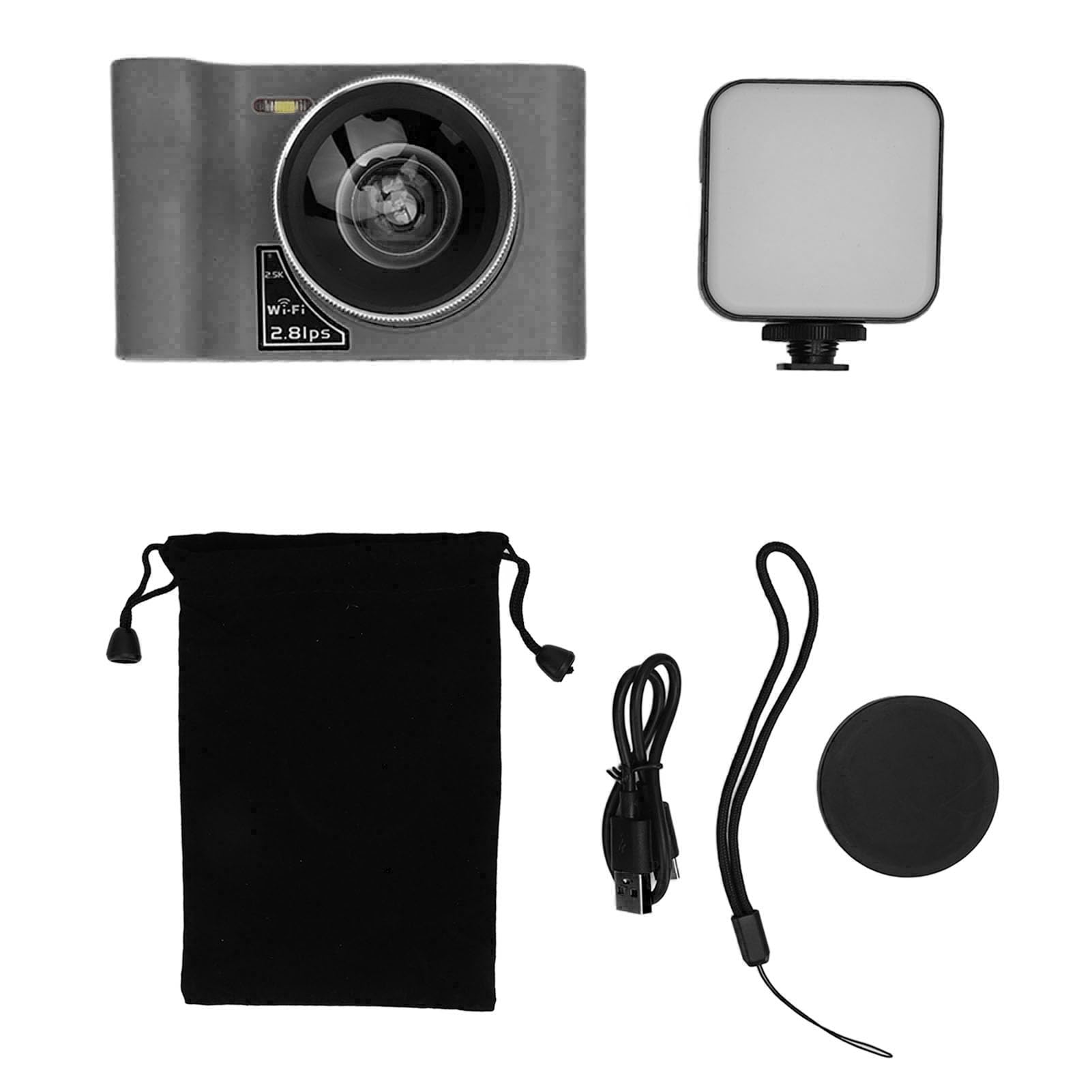 2.5K Vlogging Camera with Fill Light - 24MP 16X Digital Zoom Compact Digital Camera for Beginners & Teens, Webcam with Pause Function (Black) | Perfect for YouTube Videos, Travel Photography & Live Streaming