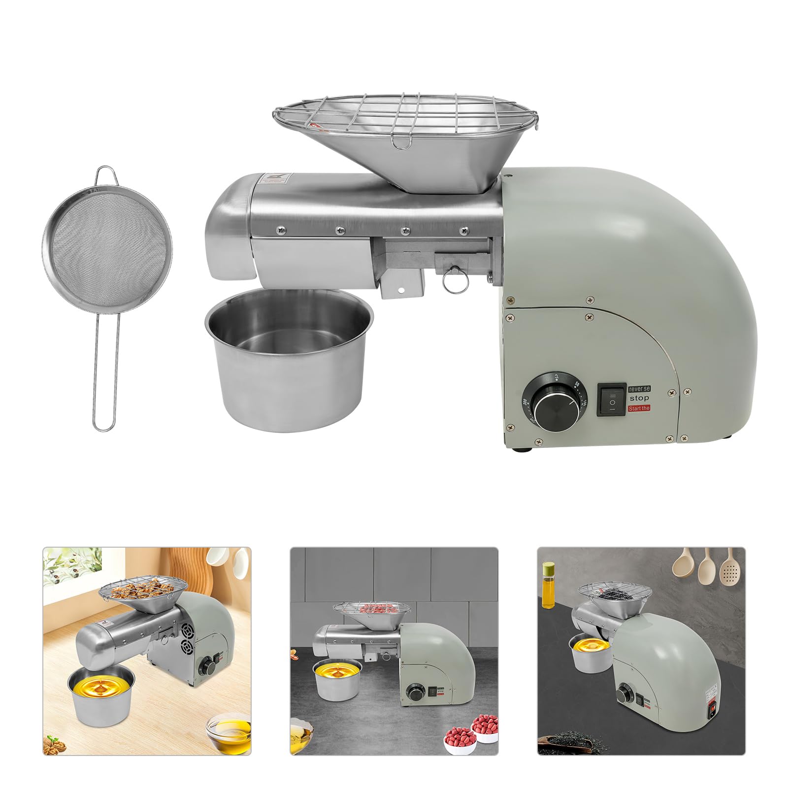 1800W Electric Oil Press Machine for Home & Commercial Use - Cold & Hot Press Nut Seed Extractor with 2 Press Rods - Stainless Steel Oil Maker for Peanuts, Sesame, Soybean - Perfect for Healthy Cooking, DIY Essential Oils & Small Business Production