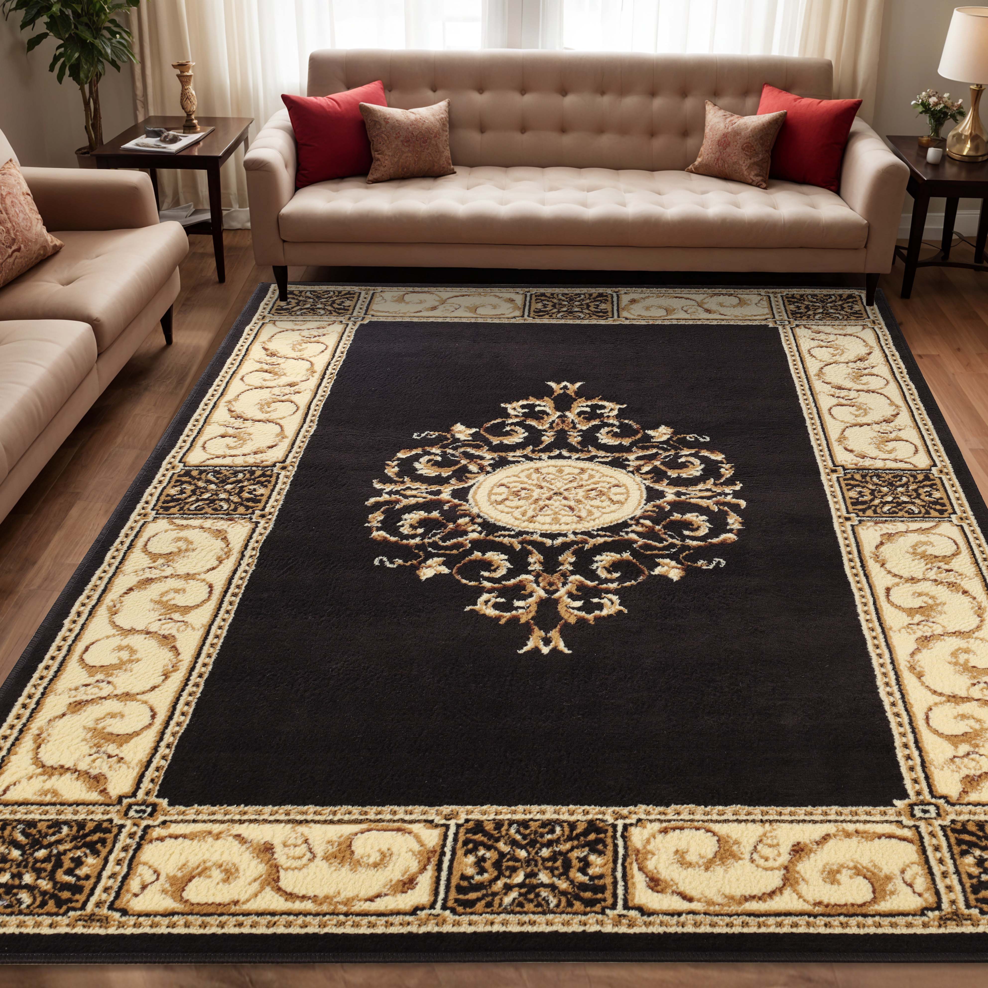 Large Medallion Modern Bohemian Indoor Area Rug or Runner - Perfect for Living Room, Bedroom, and Hallway Decor