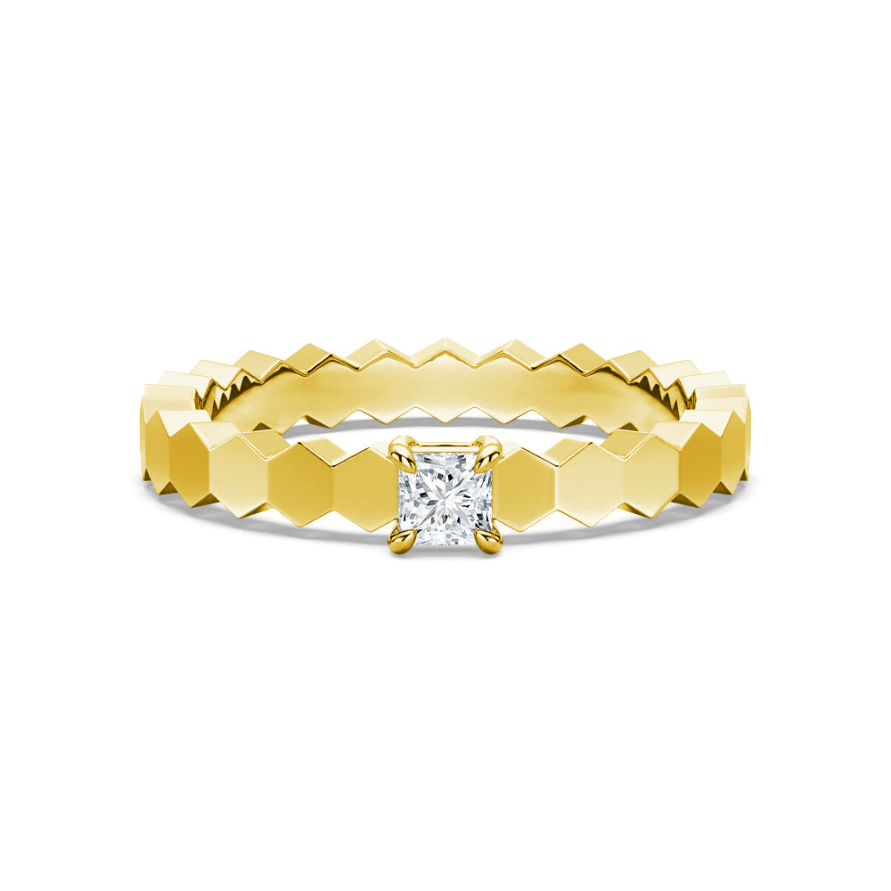 Princess Cut Lab Grown Diamond Promise Ring - Geometric Design for Engagement, Anniversary & Special Occasions