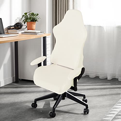Premium Stretch Gaming Chair Cover - Washable Slipcover for Armchair, Swivel & Office Chairs - X-Large Ivory - Perfect for Gaming Setups & Home Office Decor
