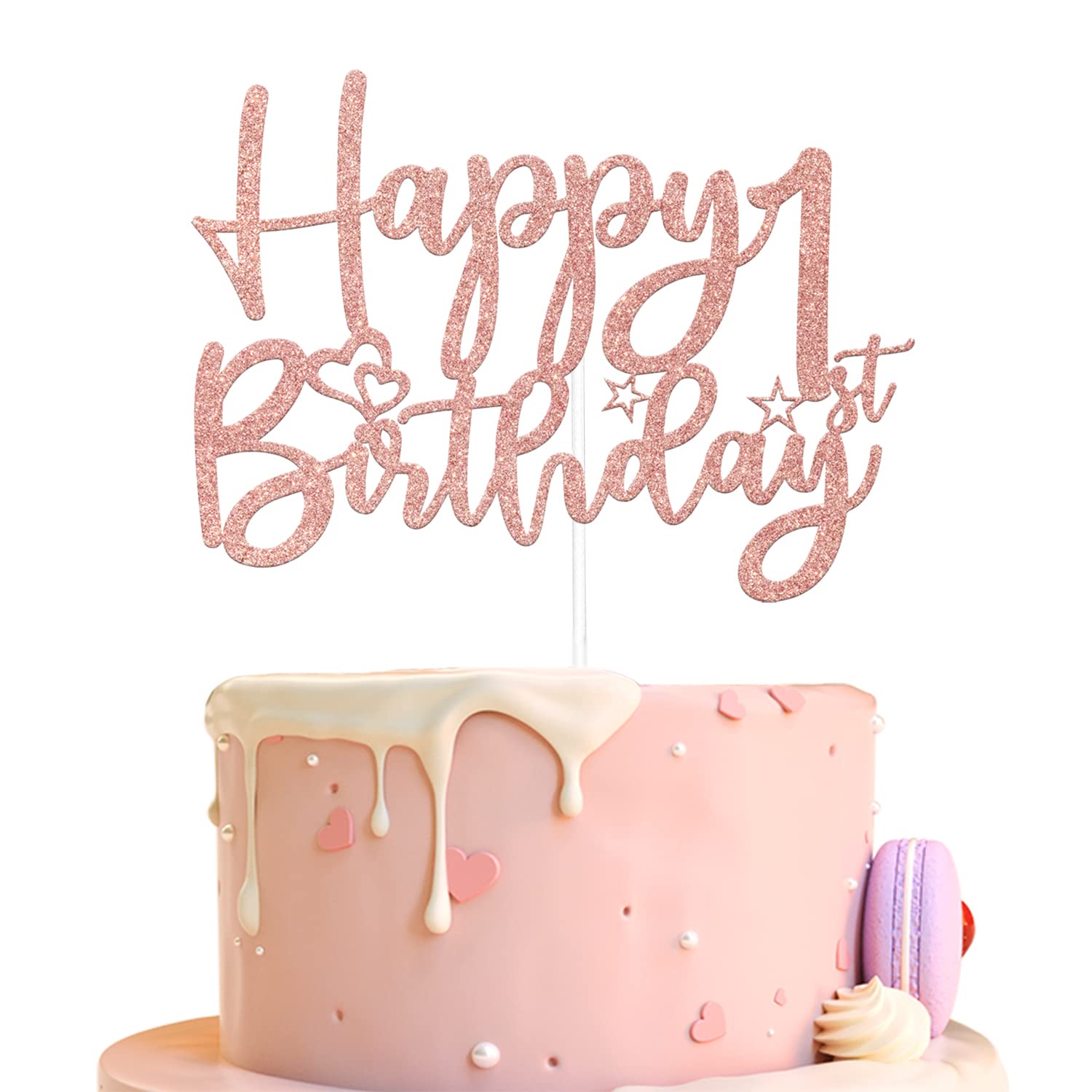 ARUTPER 1st Birthday Cake Topper for Baby Girl or Boy - Rose Gold Glitter 'Wild One' & 'Sweet First' Party Decorations | Perfect for First Birthday Cakes, Smash Cakes, and Baby Shower Decorations