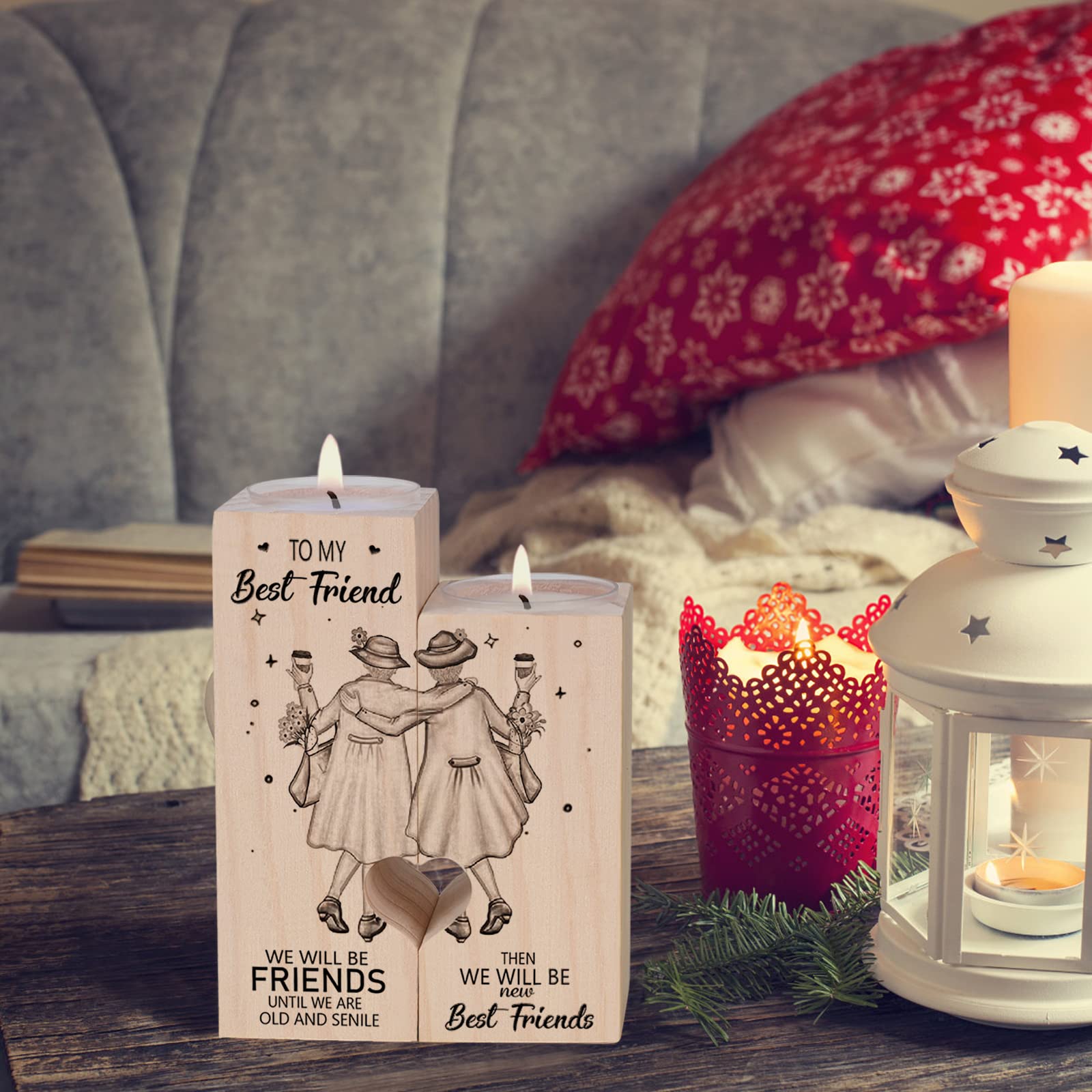 Personalized Candle Holder for Women - Custom Friendship Gift for Best Friend, Birthday, Christmas, Thanksgiving - Perfect for Home Decor, Relaxation, and Romantic Ambiance