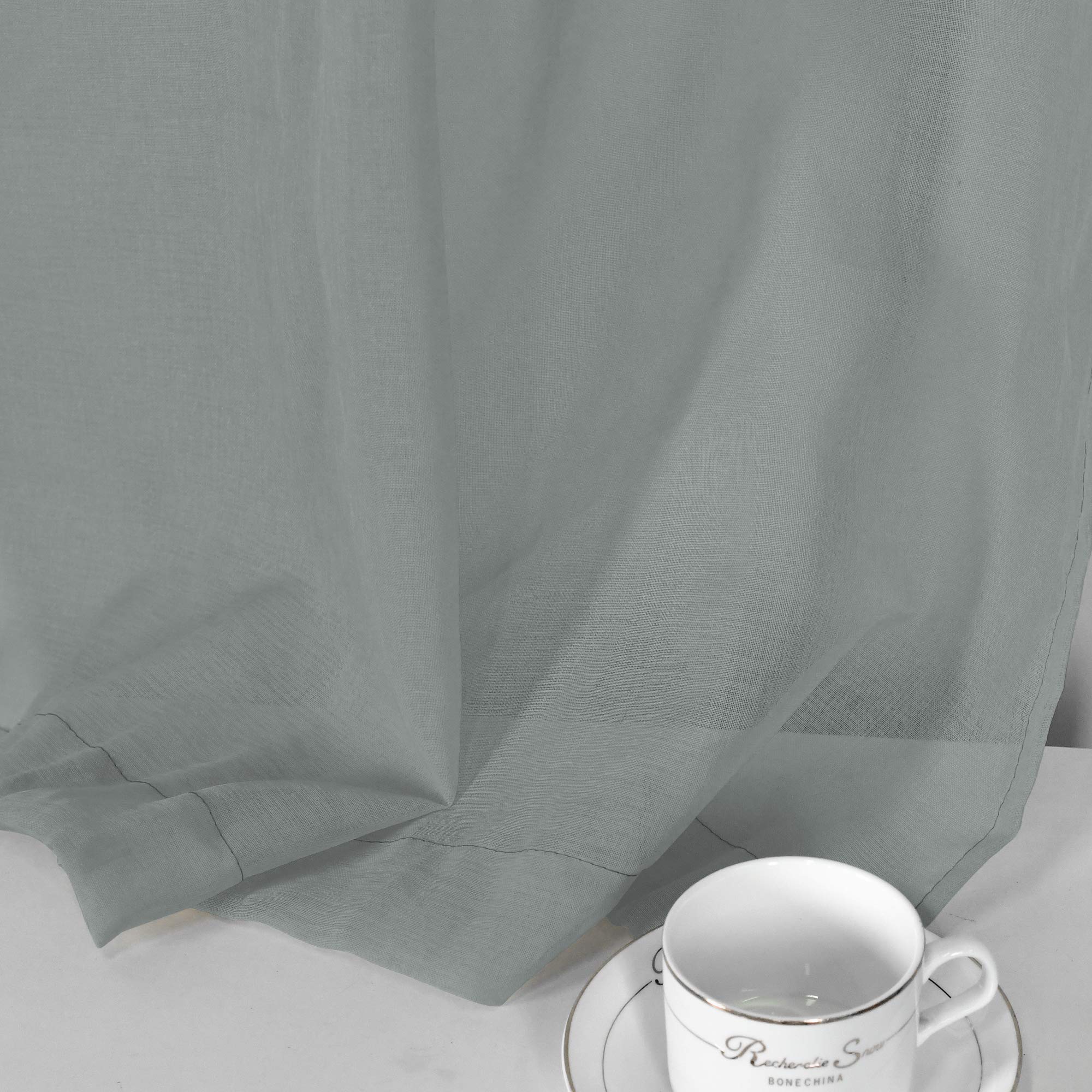 Grey Sheer Kitchen Curtains 36 Inch Length - Rod Pocket Tier Cafe Curtains, Linen Look Semi-Sheer Drapes for Privacy - Perfect for Basement, Bathroom & Small Windows (34x36 Inches) | Ideal for Kitchen Decor, Half Window Covering & Home Aesthetic