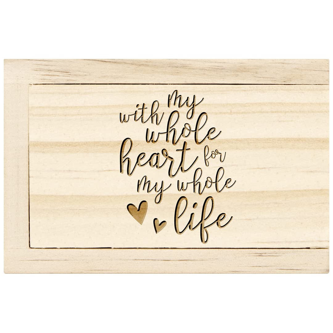 Koyal Wholesale Engraved Wooden Ring Box with Lid - Heart-Shaped Keepsake Box for Wedding, Proposal & Anniversary Gifts - Perfect Ring Bearer Box for Ceremonies
