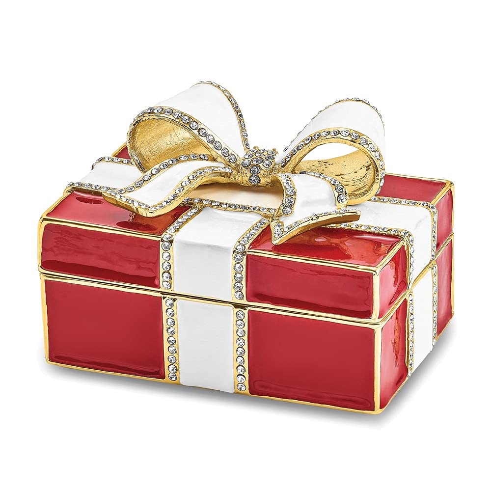Luxury Bejeweled Red Ring Jewelry Box - Elegant Trinket Storage for Rings, Earrings & Small Accessories | Perfect for Wedding, Gift & Home Decor
