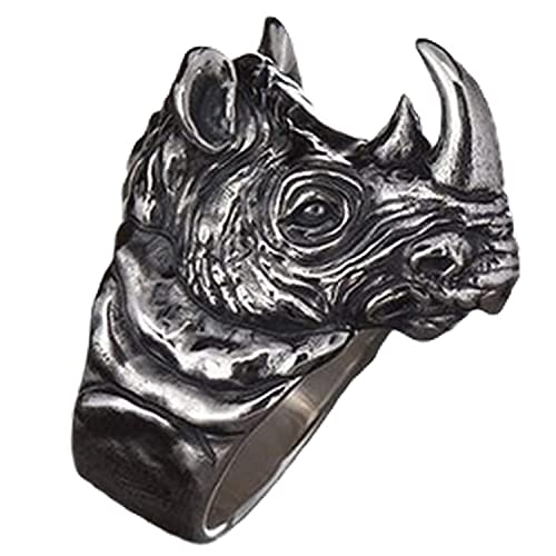 Rhino Animal Men's Ring - 925 Sterling Silver Oxidized Signet Ring for Animal Lovers | Unique Gift for Him | Perfect for Casual Wear, Special Occasions & Animal-Themed Events