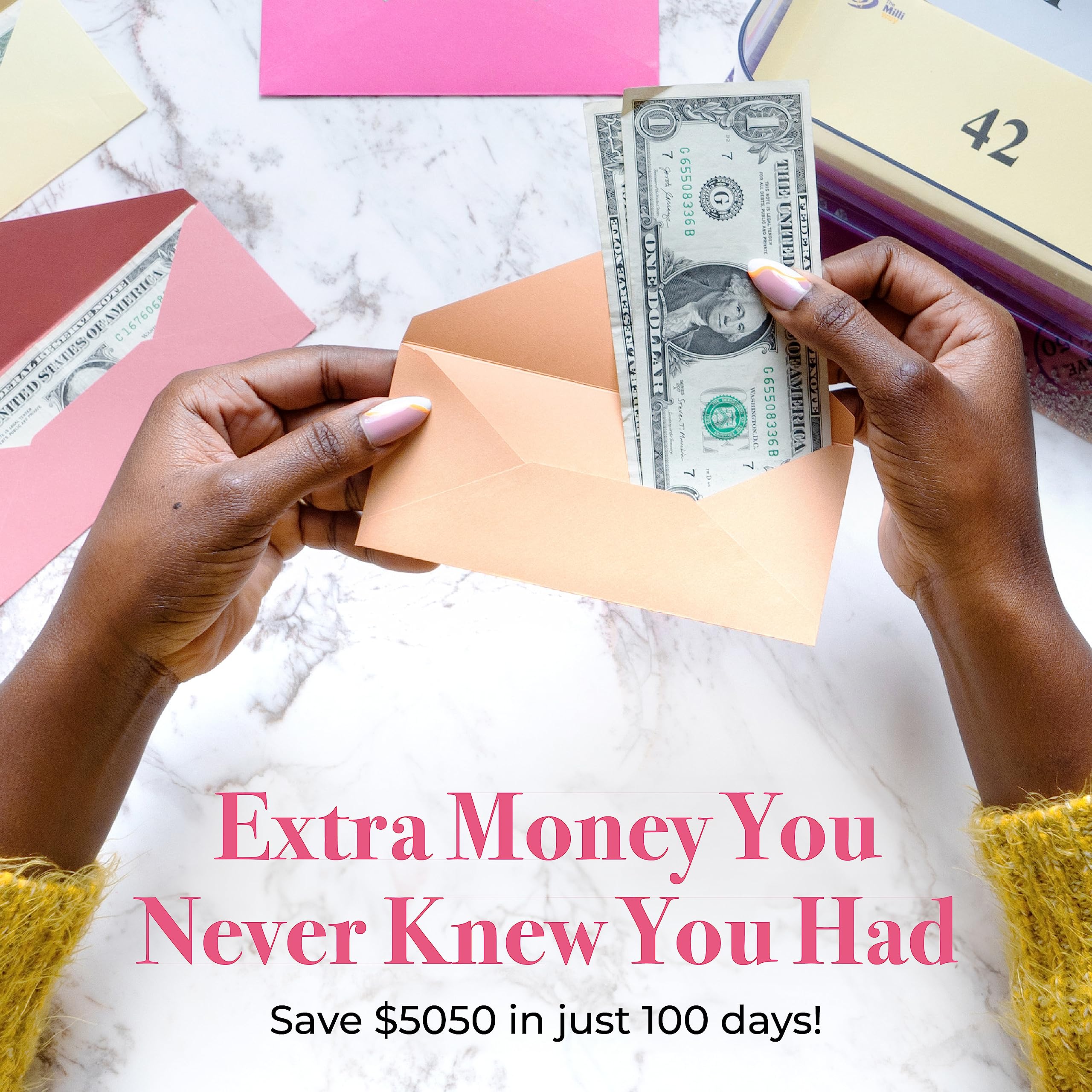 100 Envelopes Money Saving Challenge Kit - $5050 Savings Plan with 100 Day Deposit Tracker - Fun & Organized Budgeting Tool for Financial Goals - Perfect for Home, Office, or Gift Giving (Rainbow Color)