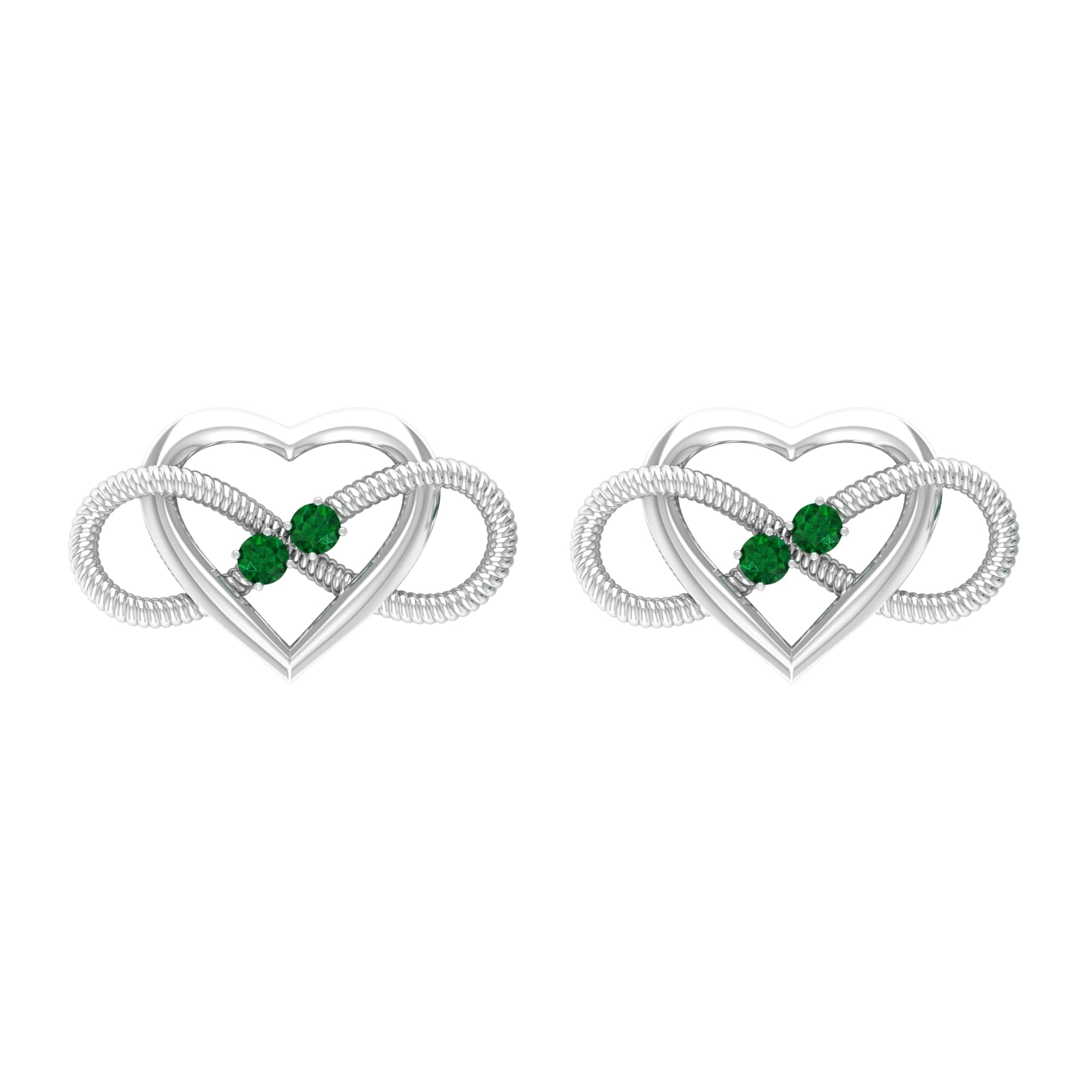 AAAA Quality 14K Solid Gold Emerald Infinity Heart Stud Earrings for Women - Perfect for Valentine's Day, Anniversary Gifts & Special Occasions