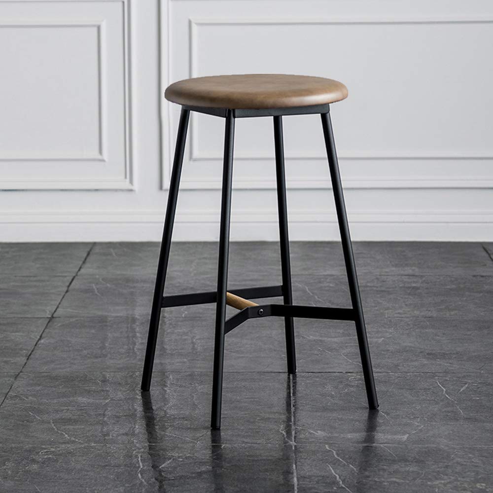 YCMY Industrial Rustic Counter Height Bar Stools with Footrest - Round Backless Metal Frame Bar Chairs for Kitchen, Dining Room, or Home Bar Decor