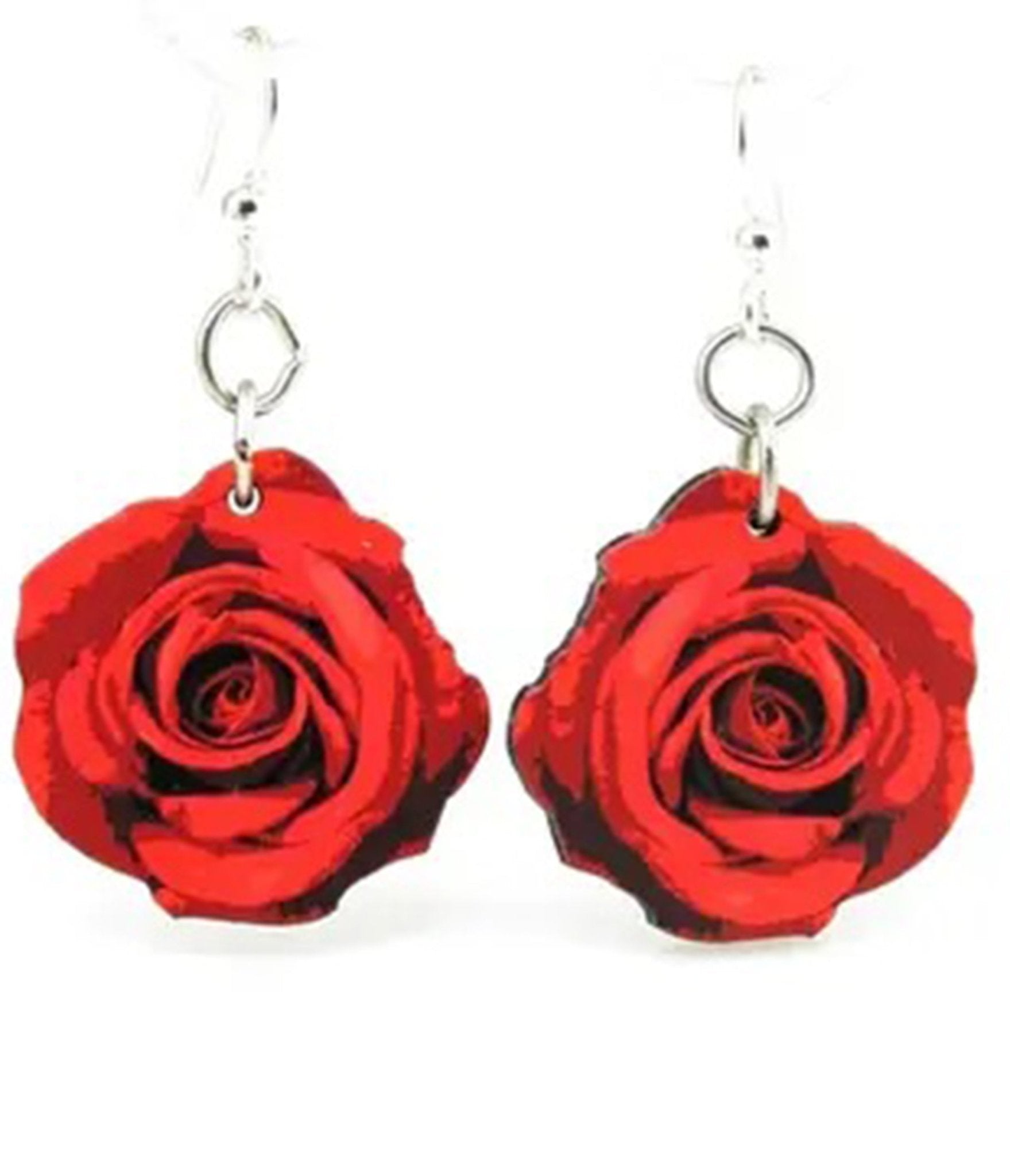 Deep Red Rose Blossom Earrings for Women - Elegant Floral Dangle Earrings for Valentine's Day, Wedding, Anniversary & Special Occasions