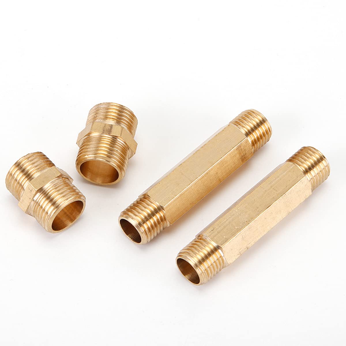 **Unifizz 1.5 Inch Brass Pipe Fitting - Double-Headed Equal-Diameter External Threaded Hose Adapter for Water, Fuel, Air, Oil & Gas (4 PCS) - Ideal for Plumbing, Pneumatics & Industrial Applications**