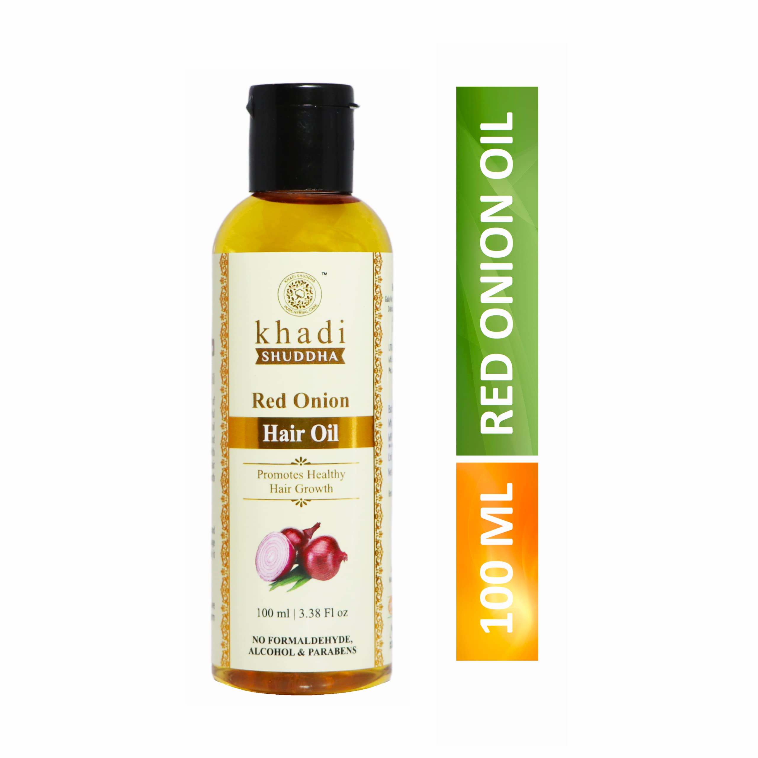 Khadi Shuddha Onion Hair Oil - 100ml | Natural Hair Growth Treatment for Thicker, Stronger Hair | Reduces Hair Fall & Promotes Scalp Health | Perfect for Daily Hair Care Routine & Ayurvedic Hair Treatment