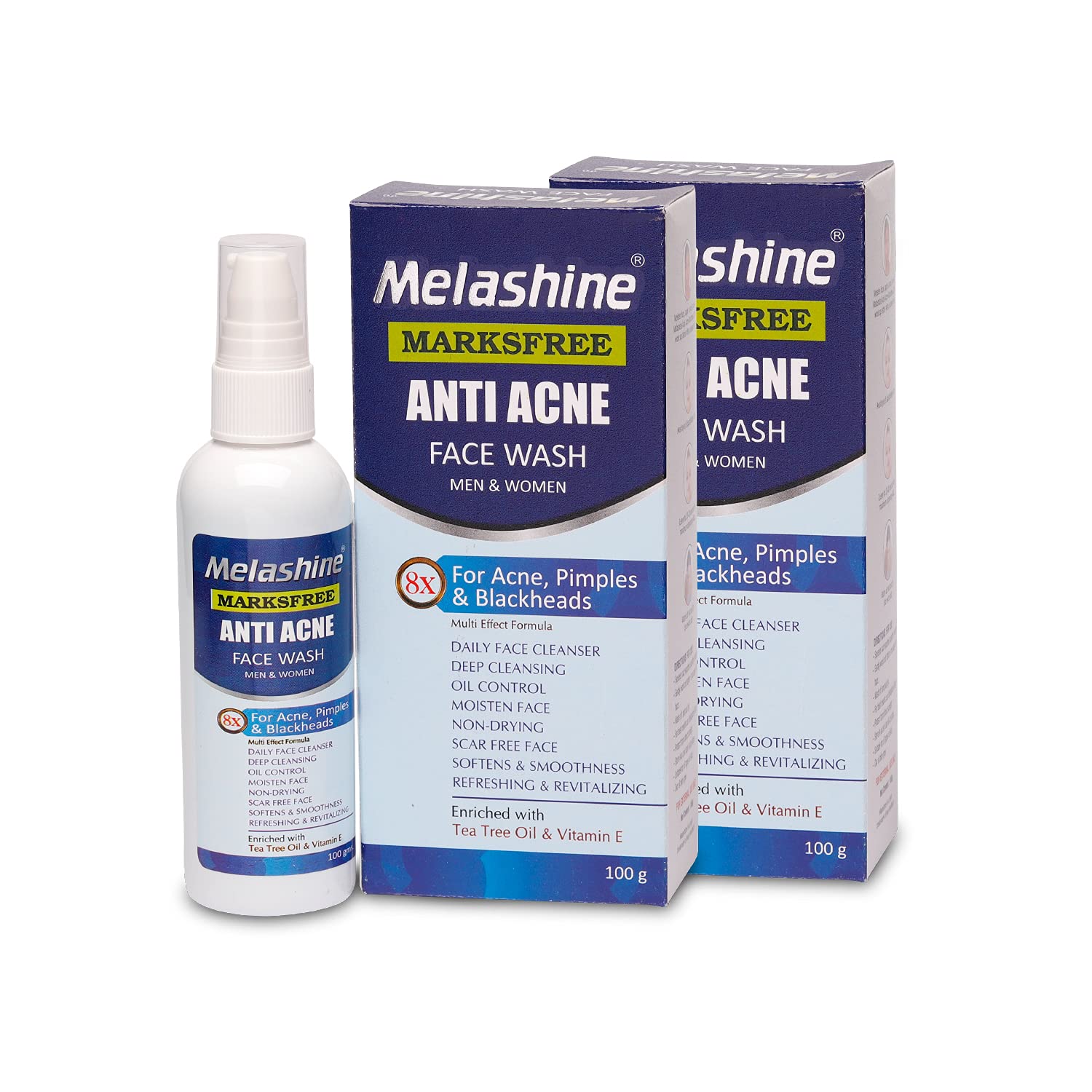 MELASHINE Anti-Acne Face Wash for Oily Skin - Oil Control & Pore Cleansing Facial Cleanser (2-Pack) - Daily Skincare Routine for Clear & Healthy Skin