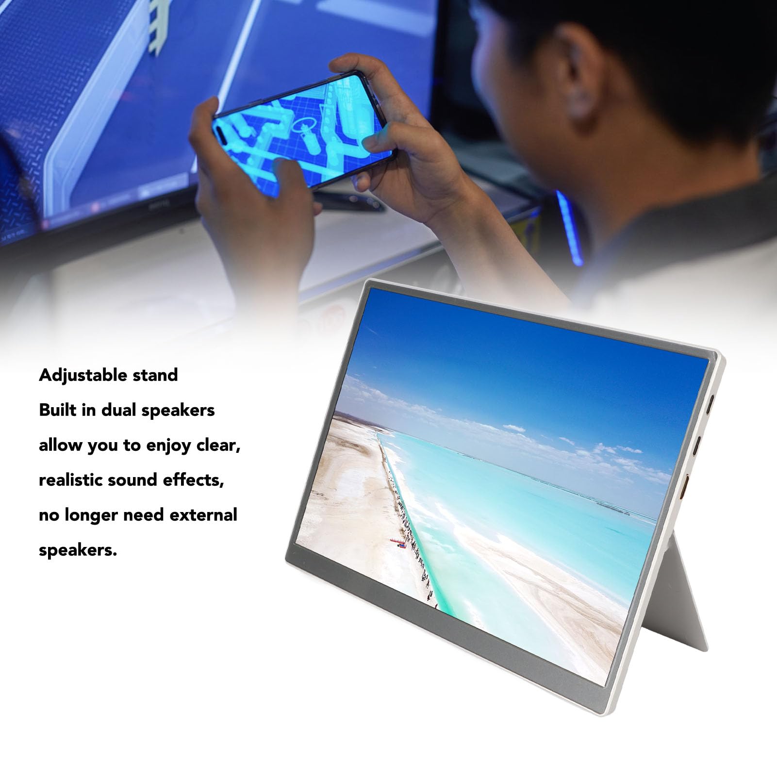 60Hz Portable Gaming Monitor - 10.5 Inch FHD 1920x1280 IPS Screen, USB-C HDMI External Display for Laptop PC - Perfect for Gaming, Work & Travel