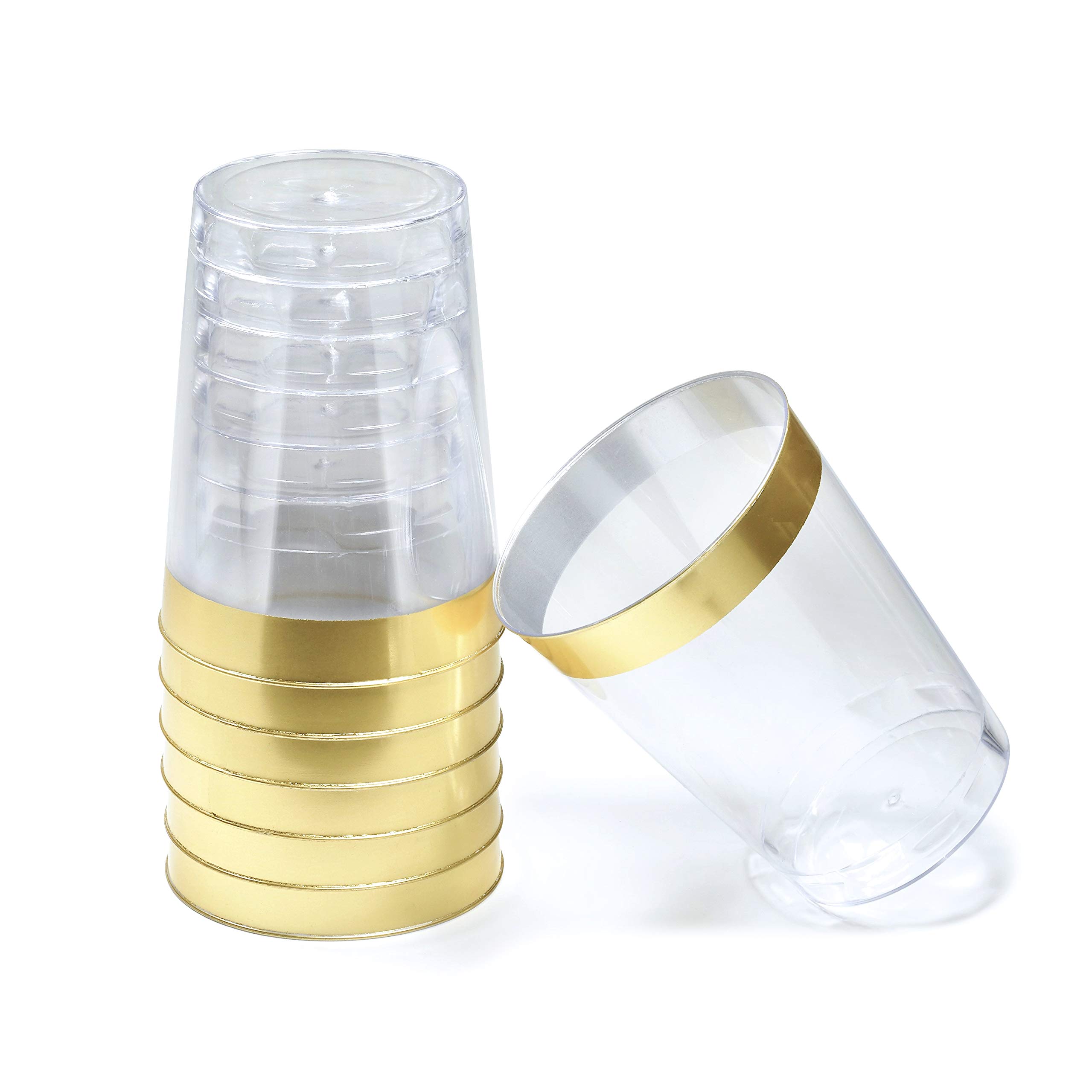 200-Piece Disposable Wedding Tableware Set - 25 Guest Gold & Blue Plastic Plates (10.25'', 7.5''), Silverware, Gold Rim Cups & Paper Napkins - Elegant Rochelle Blue & Gold Design for Weddings, Parties & Special Events