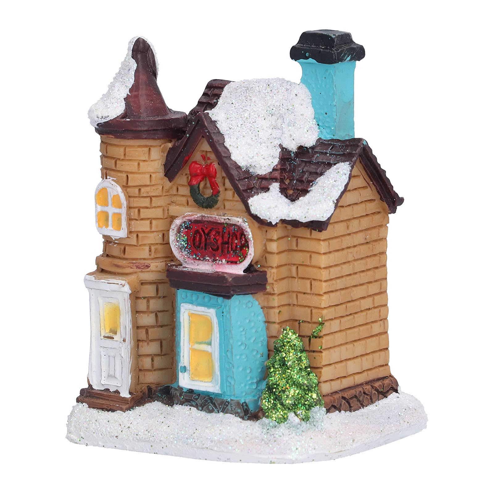 Okuyonic Christmas Houses with Warm LED Lights - Exquisite Resin Snowing House Decor for Kids' Gifts | Perfect for Holiday Home Decor, Christmas Village Displays & Winter Wonderland Scenes