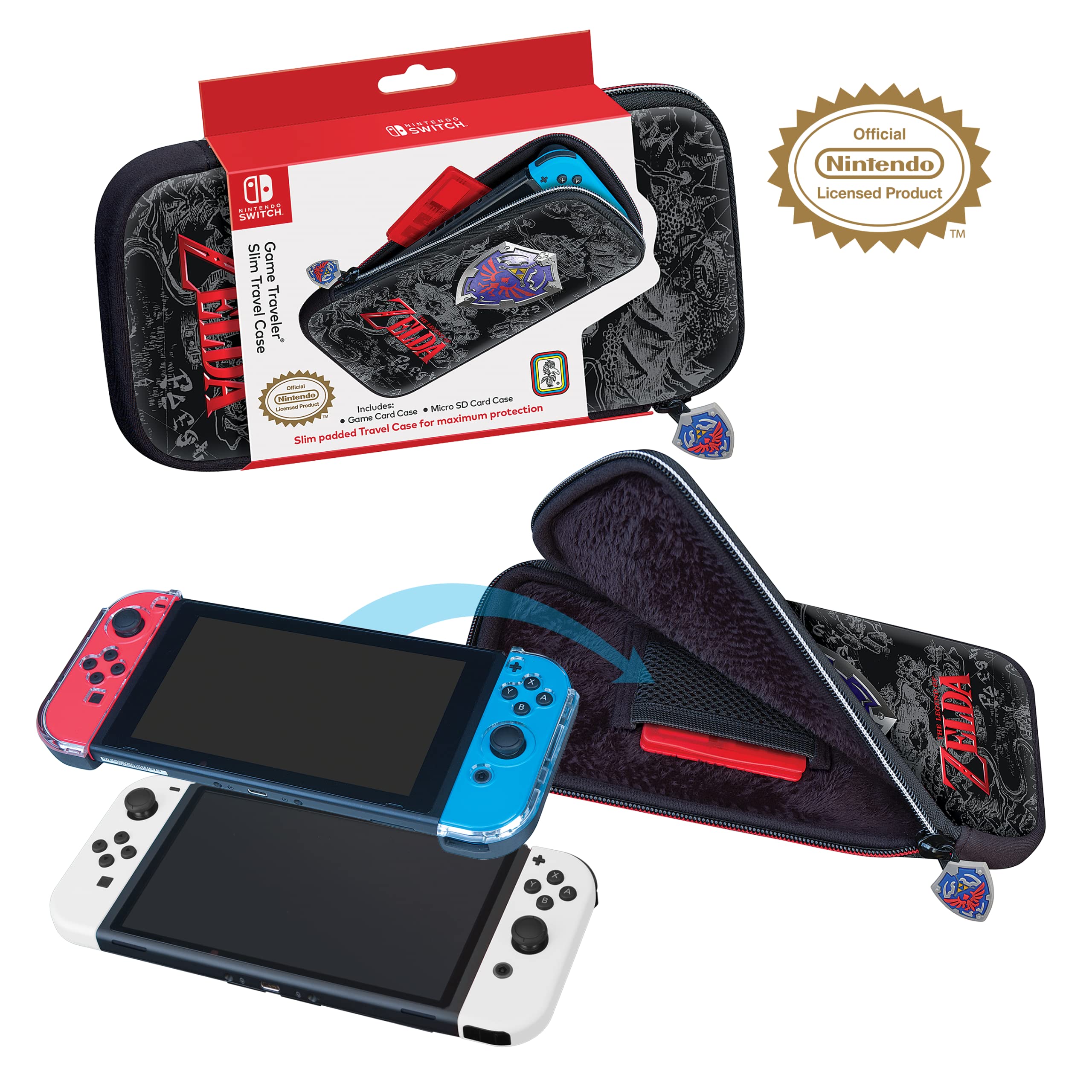 Officially Licensed Zelda Protective Case for Nintendo Switch OLED, Switch & Switch Lite - Slim Design with Bonus Game Case | Perfect for Travel, Gaming On-The-Go & Console Protection