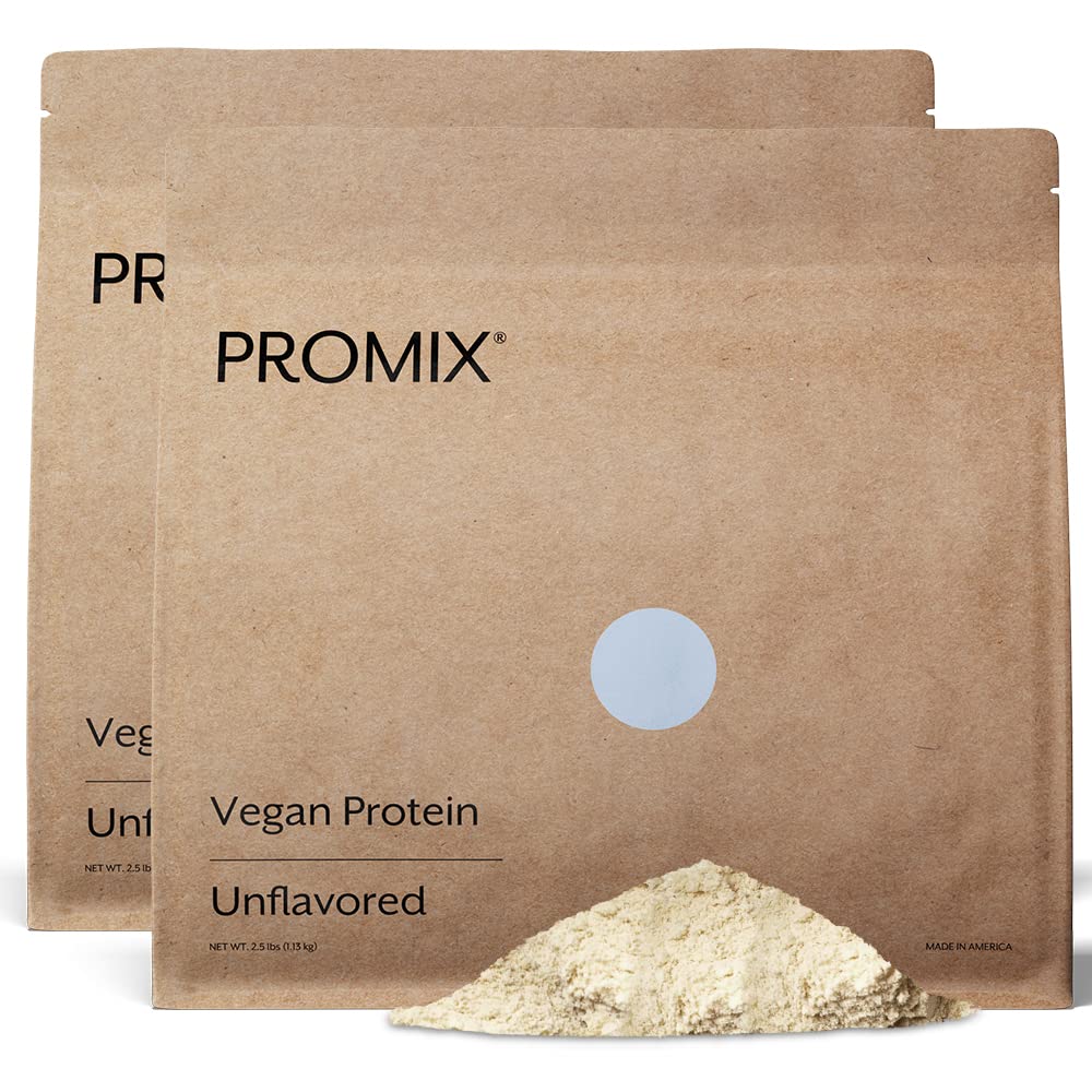 Promix Plant-Based Vegan Protein Powder, Unflavored - 5lb Bulk - Pea Protein & Vitamin B-12 - Post Workout Recovery, Muscle Growth, Fitness Nutrition - Perfect for Smoothies, Baking, Cooking & Meal Prep - Gluten-Free, Dairy-Free, Non-GMO