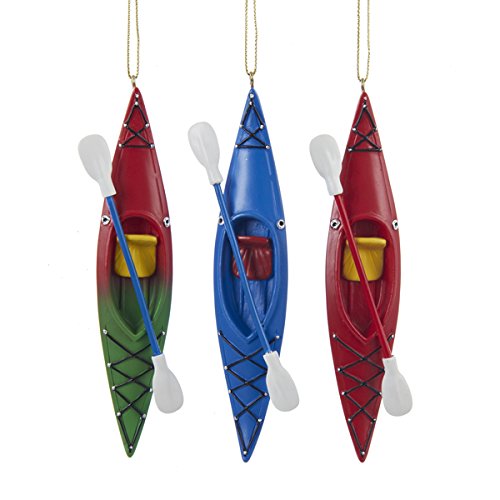 12-Pack Red & Blue Kayak Christmas Hanging Ornaments - 5.25 Inch Holiday Decorations for Tree, Fireplace & Outdoor Festive Decor