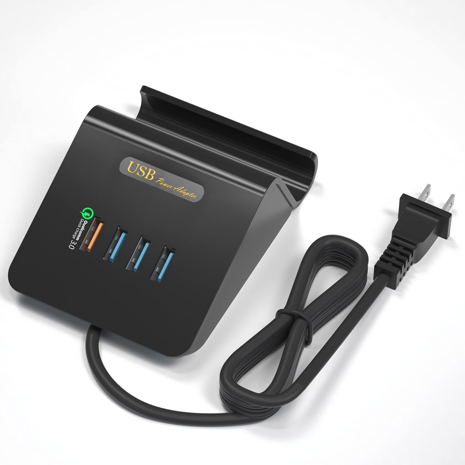 Fast 38W 4-Port USB Charging Station with QC 3.0 Quick Charge - UL Certified Multi-Device Charger Hub for iPhone, Android, iPad, Tablets - Perfect for Home, Office & Travel Accessories Organization