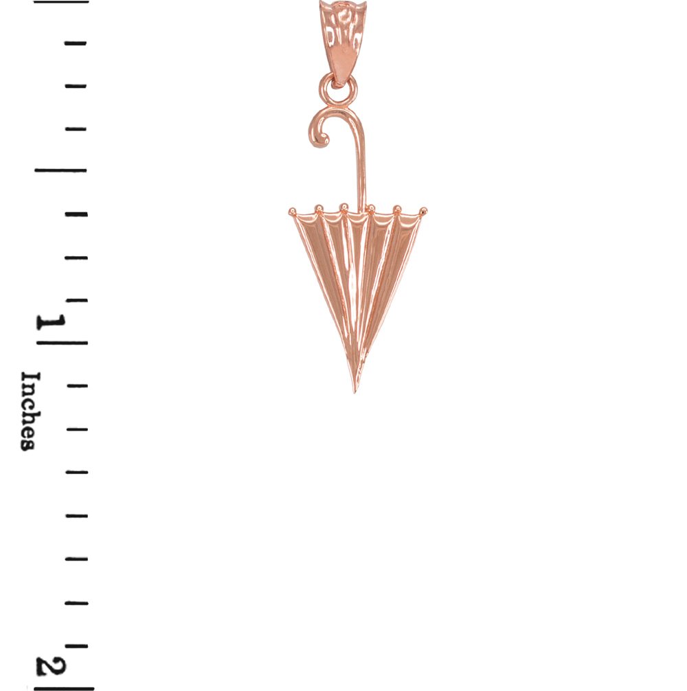 14K Rose Gold Umbrella Pendant Necklace for Women - Elegant Jewelry Gift for Birthday, Anniversary & Special Occasions - Perfect for Everyday Wear & Rainy Day Fashion
