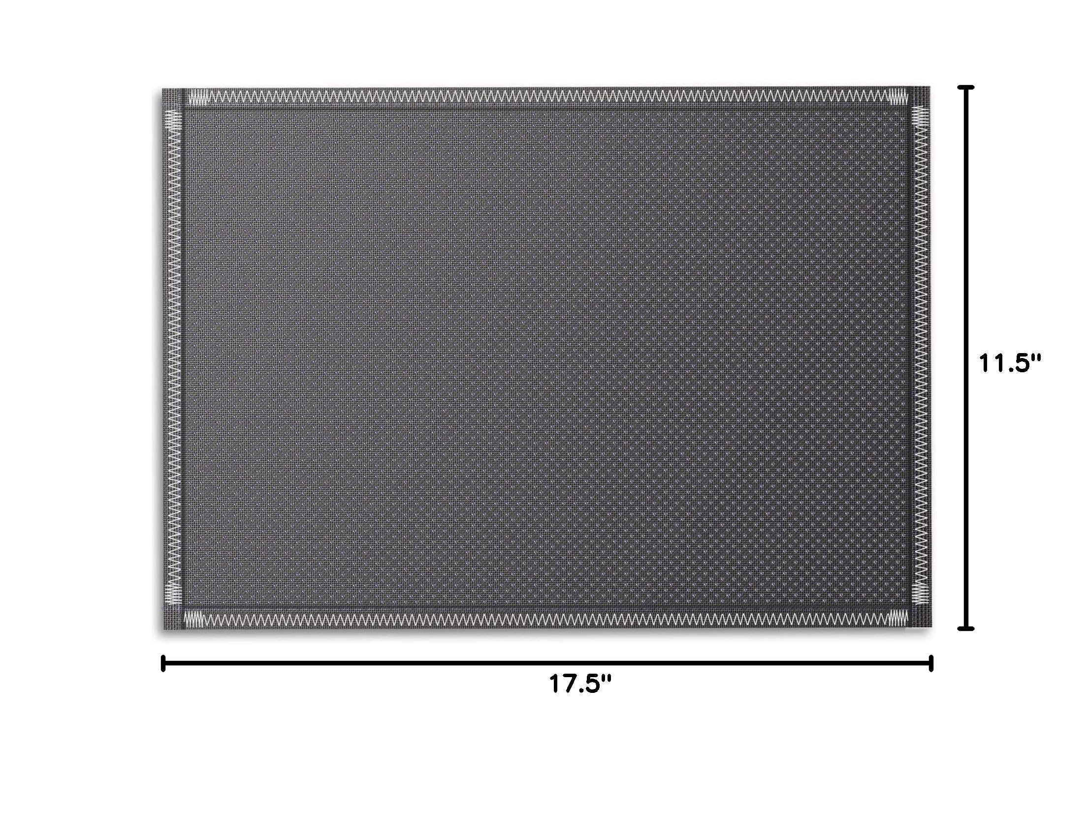 4 Pack Heat Resistant Non-Slip Boho Hemstitch Placemats - Gray Dining Table Mats, Washable Kitchen Countertop Protectors & Coffee Maker Mats for Home, Restaurant, and Office Use