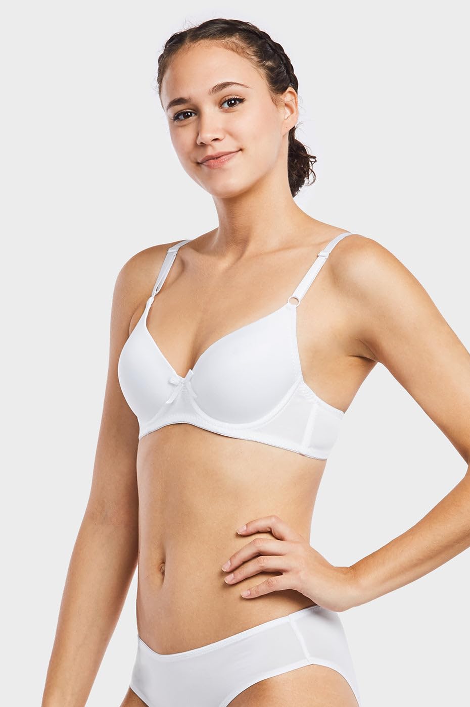 Mamia Women's Comfortable Basic Plain Bras 6-Pack - Soft Everyday T-Shirt Bras for Work, Lounge & Sleep